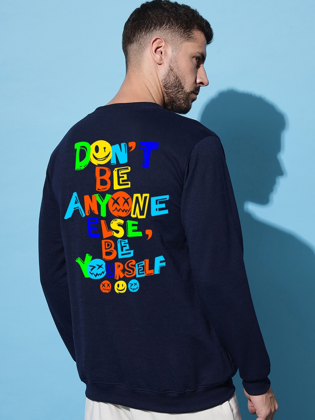 

Imsa Moda Typography Printed Casual Sweatshirt, Navy blue
