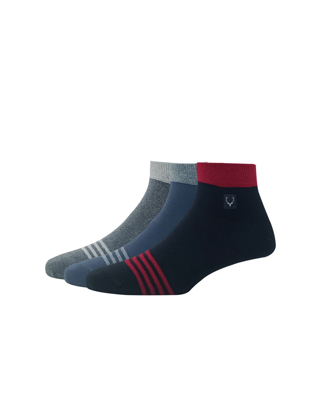 

Allen Solly Men Pack of 3 Ankle-Length Striped Socks, Black