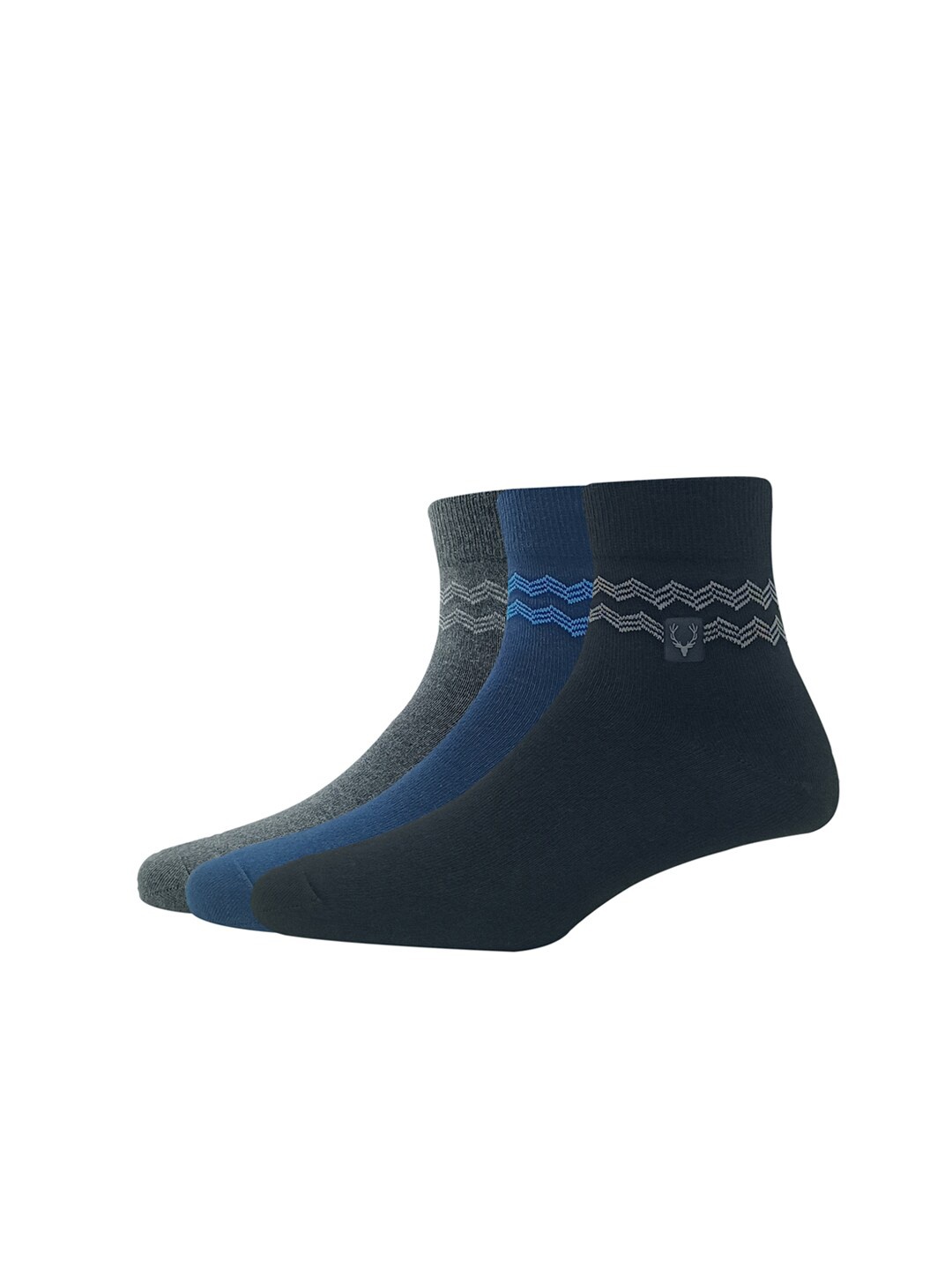 

Allen Solly Men Pack of 3 Ankle-Length Patterned Cotton Socks, Black