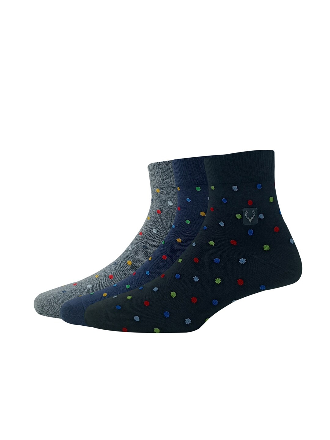

Allen Solly Men Pack of 3 Above Ankle-Length Patterned Cotton Socks, Black