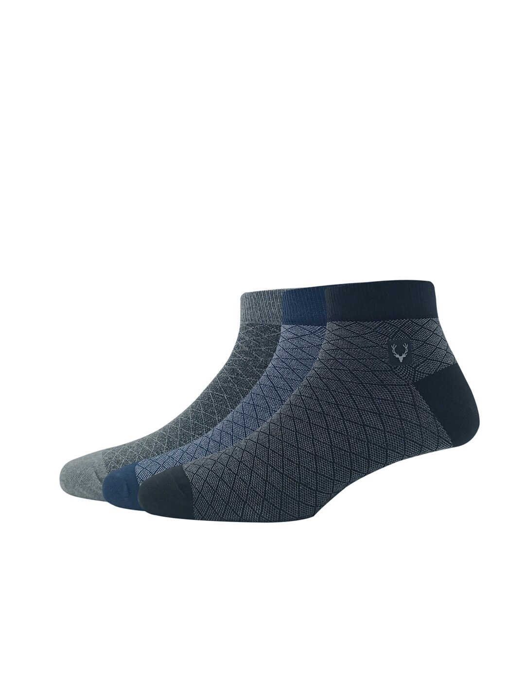

Allen Solly Men Pack of 3 Ankle-Length Patterned Cotton Socks, Black
