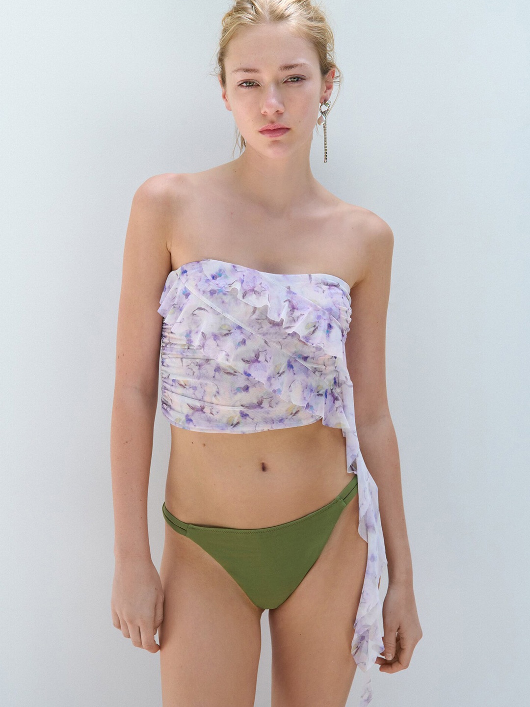

LULU & SKY Floral Printed Strapless Tube Crop Top, Purple