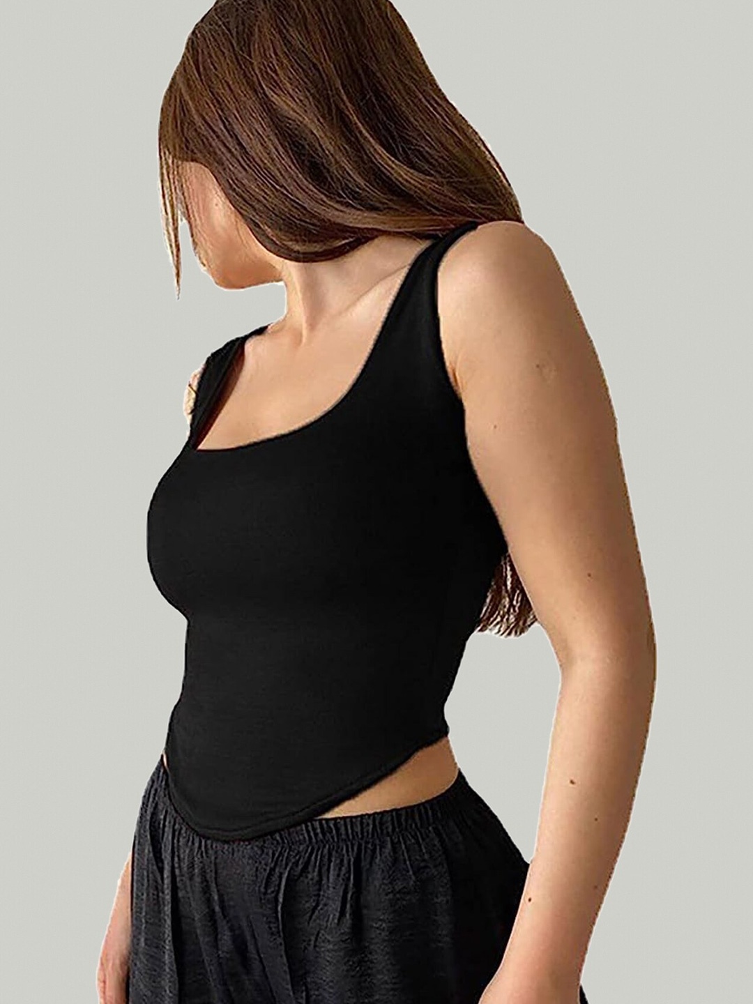 

LULU & SKY Scoop Neck Tank Crop Top, Black
