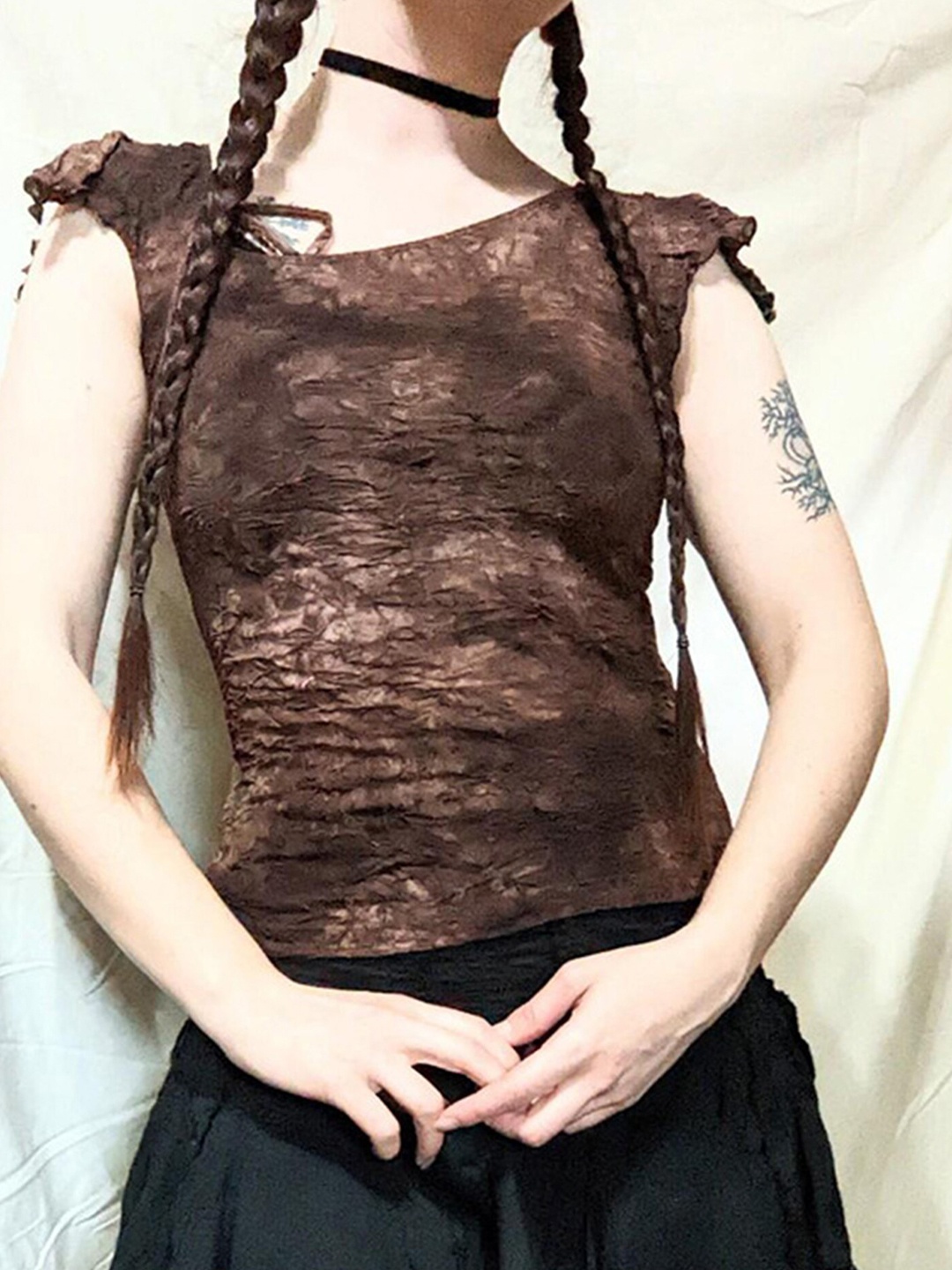 

LULU & SKY Abstract Printed Top, Brown