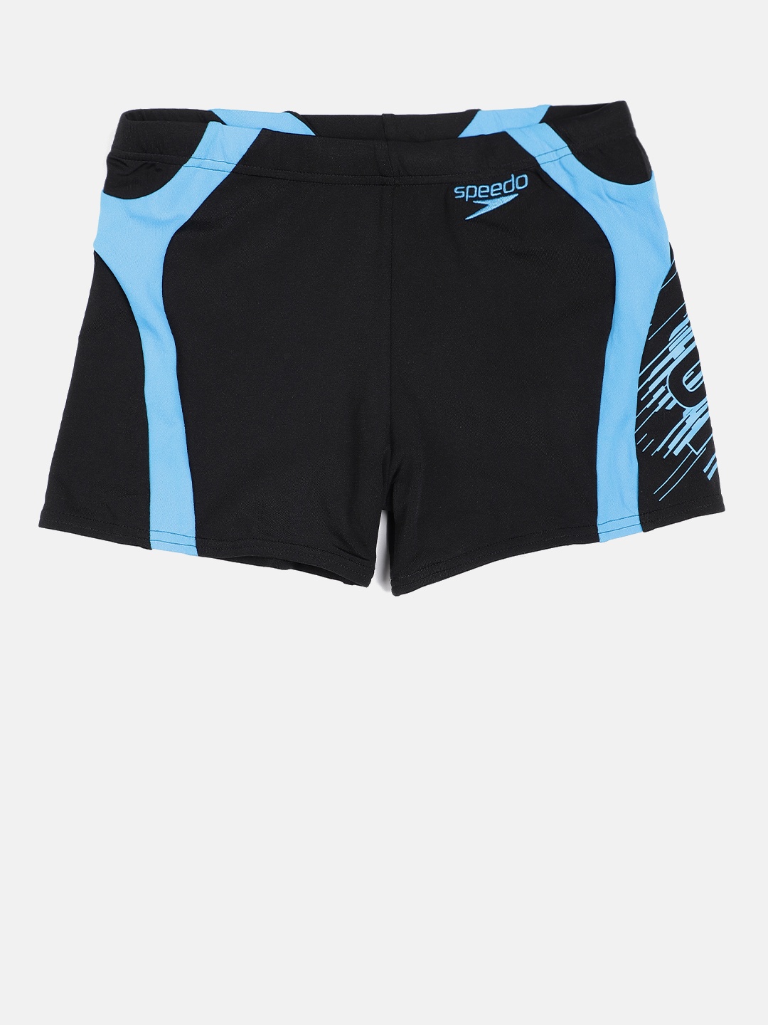 

Speedo Men Black and Blue Focusflux Panel Aquashort Swim Shorts 8090298966