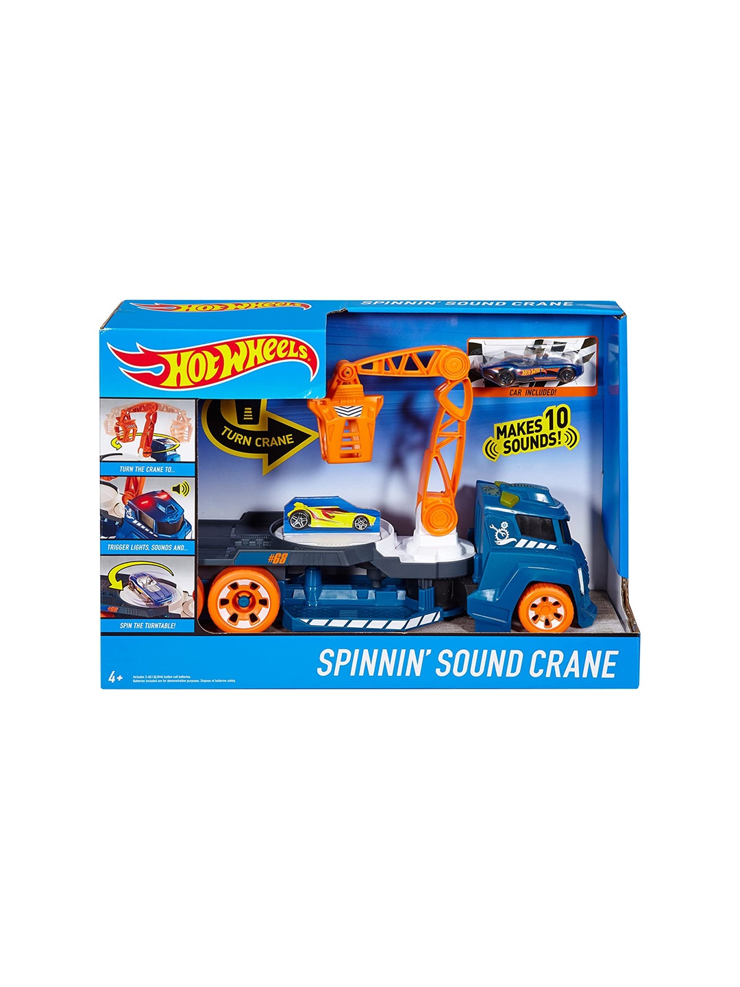 

Hot Wheels Spinning Sound Crane Vehicle Playset, Blue