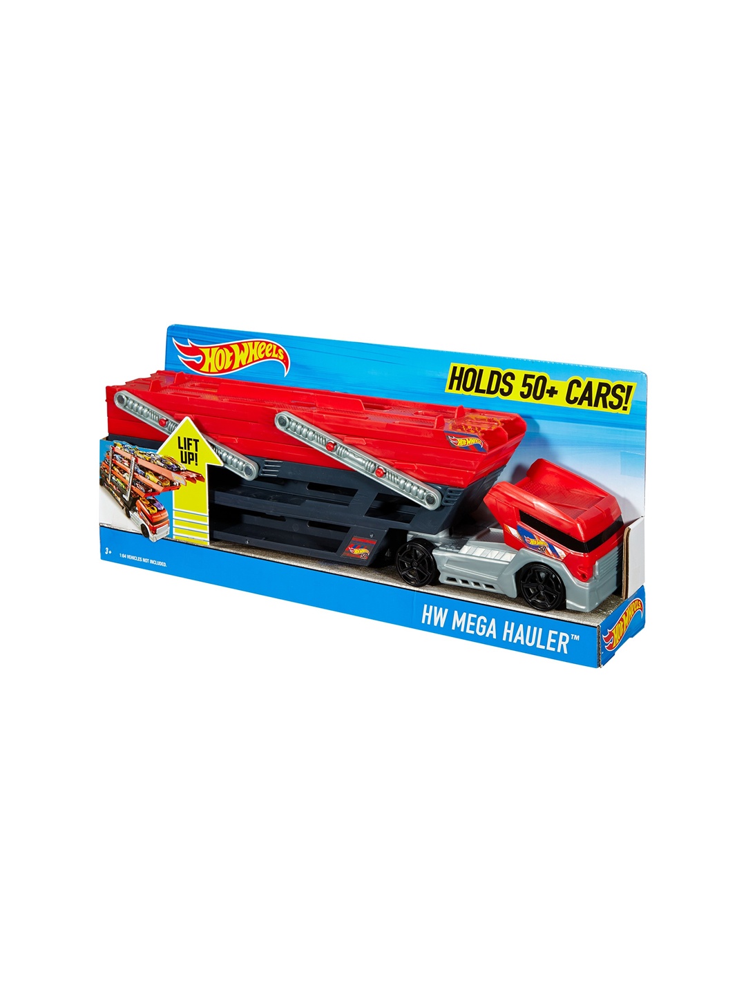 

Hot Wheels Mega Hauler Truck, Stores More Than 50 Cars, Red