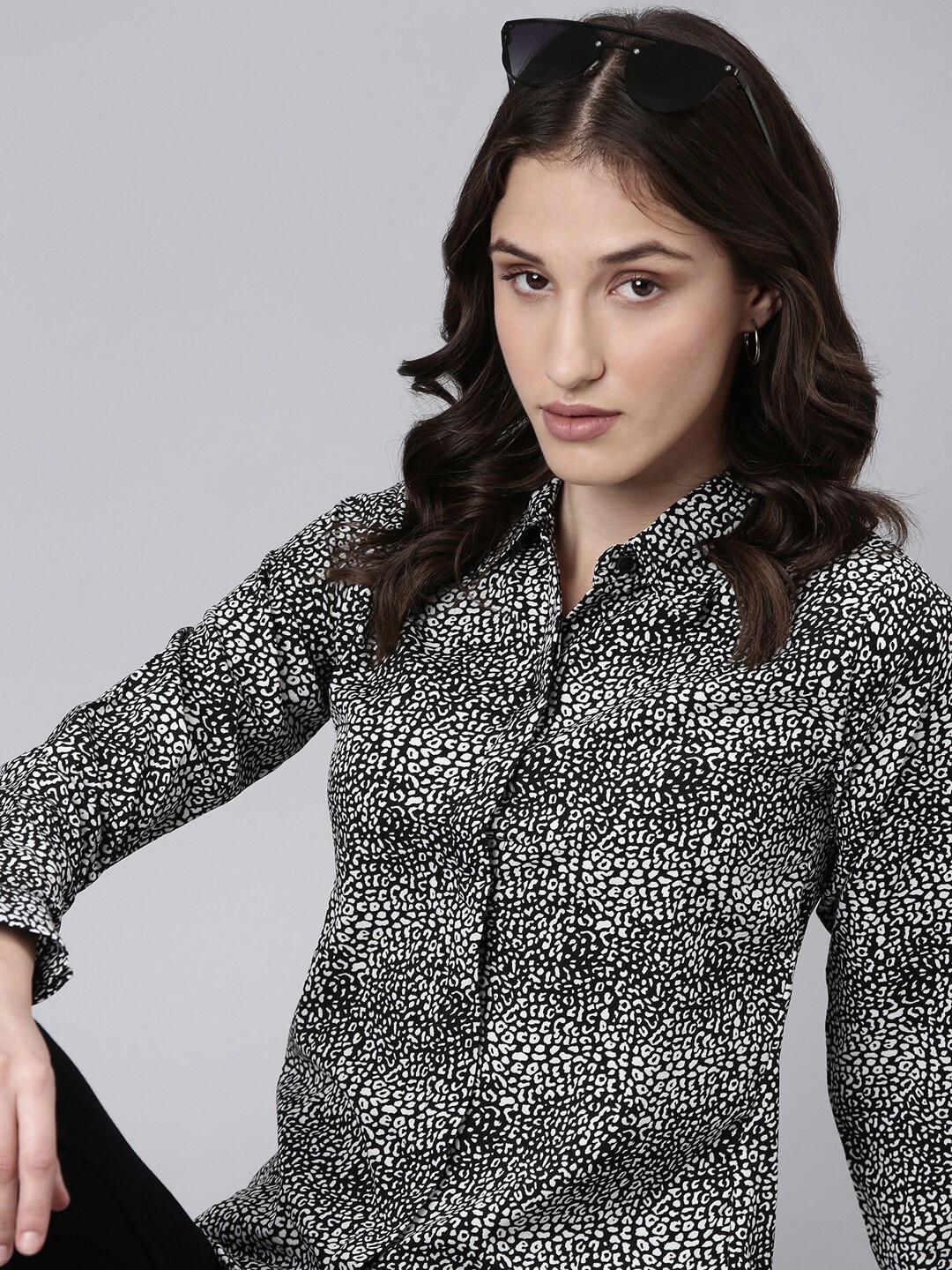 

SHOWOFF Slim Fit Animal Printed Casual Shirt, Black