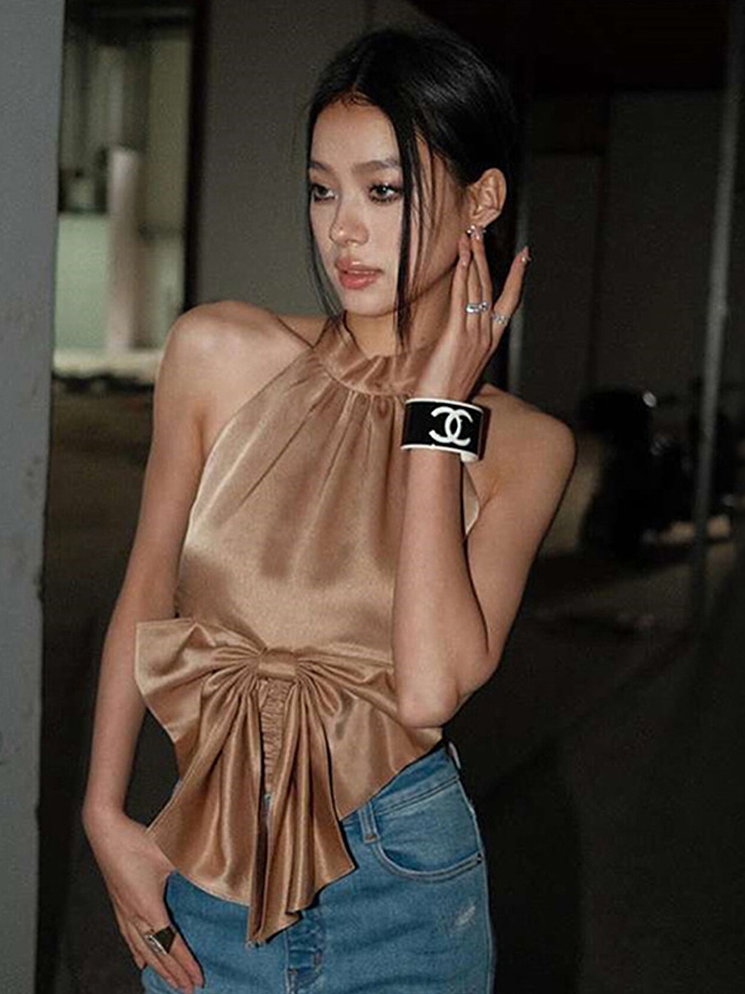 

LULU & SKY Halter Neck Top, Bronze