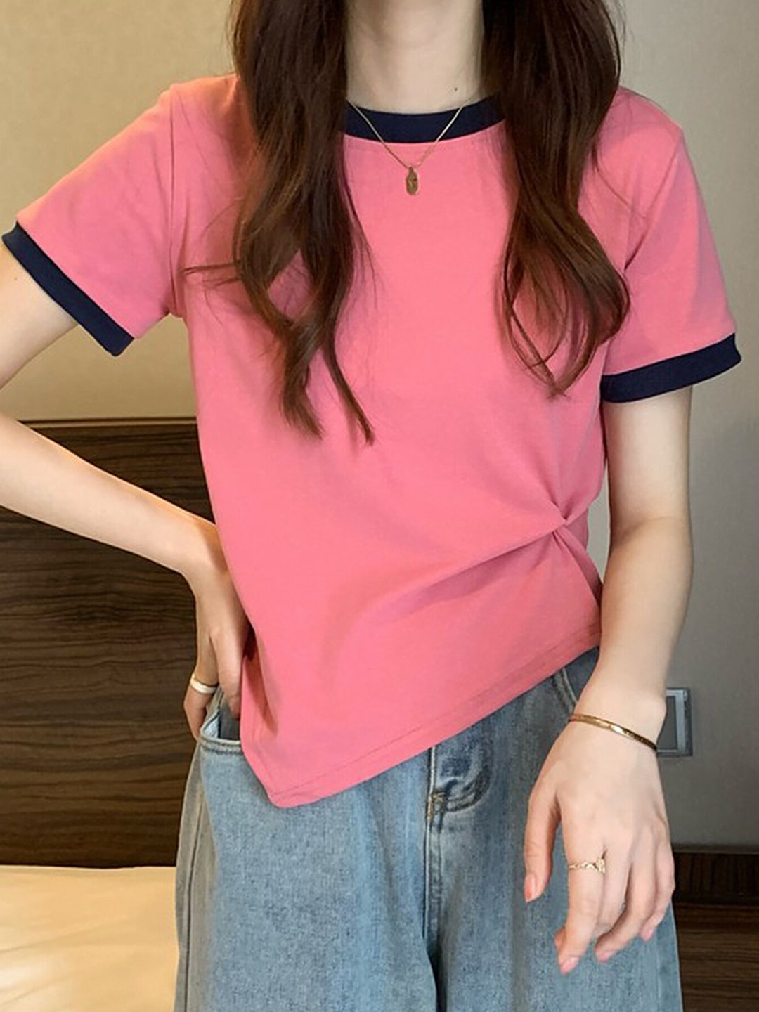 

LULU & SKY Round Neck Short Sleeves T-shirt, Pink