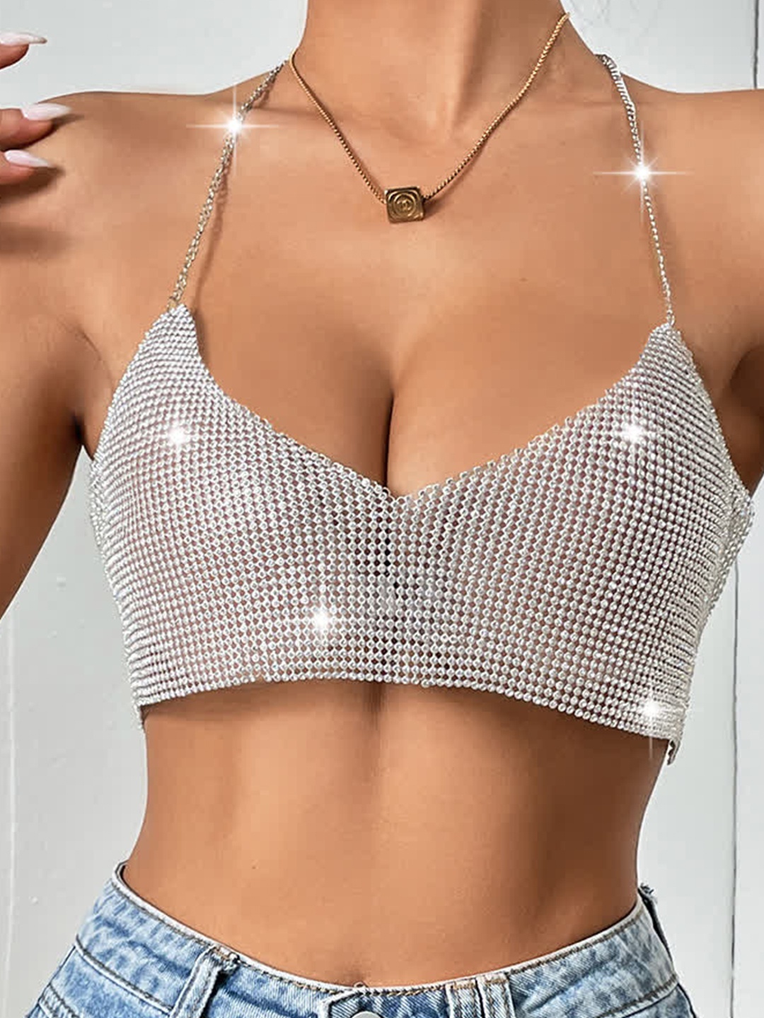 

LULU & SKY Embellished Bralette Crop Top, Na