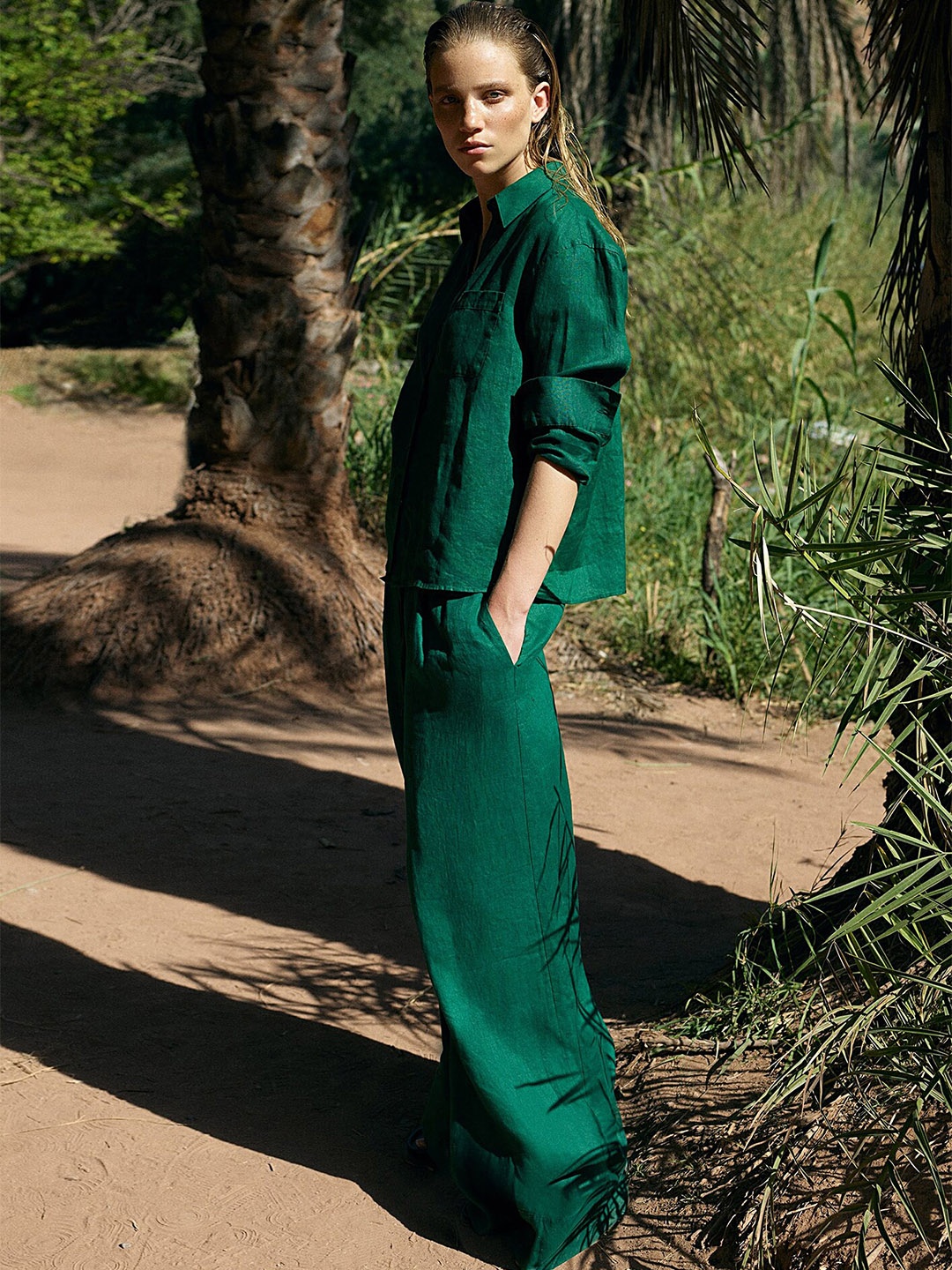 

LULU & SKY Shirt Collar Shirt Stye Top, Green