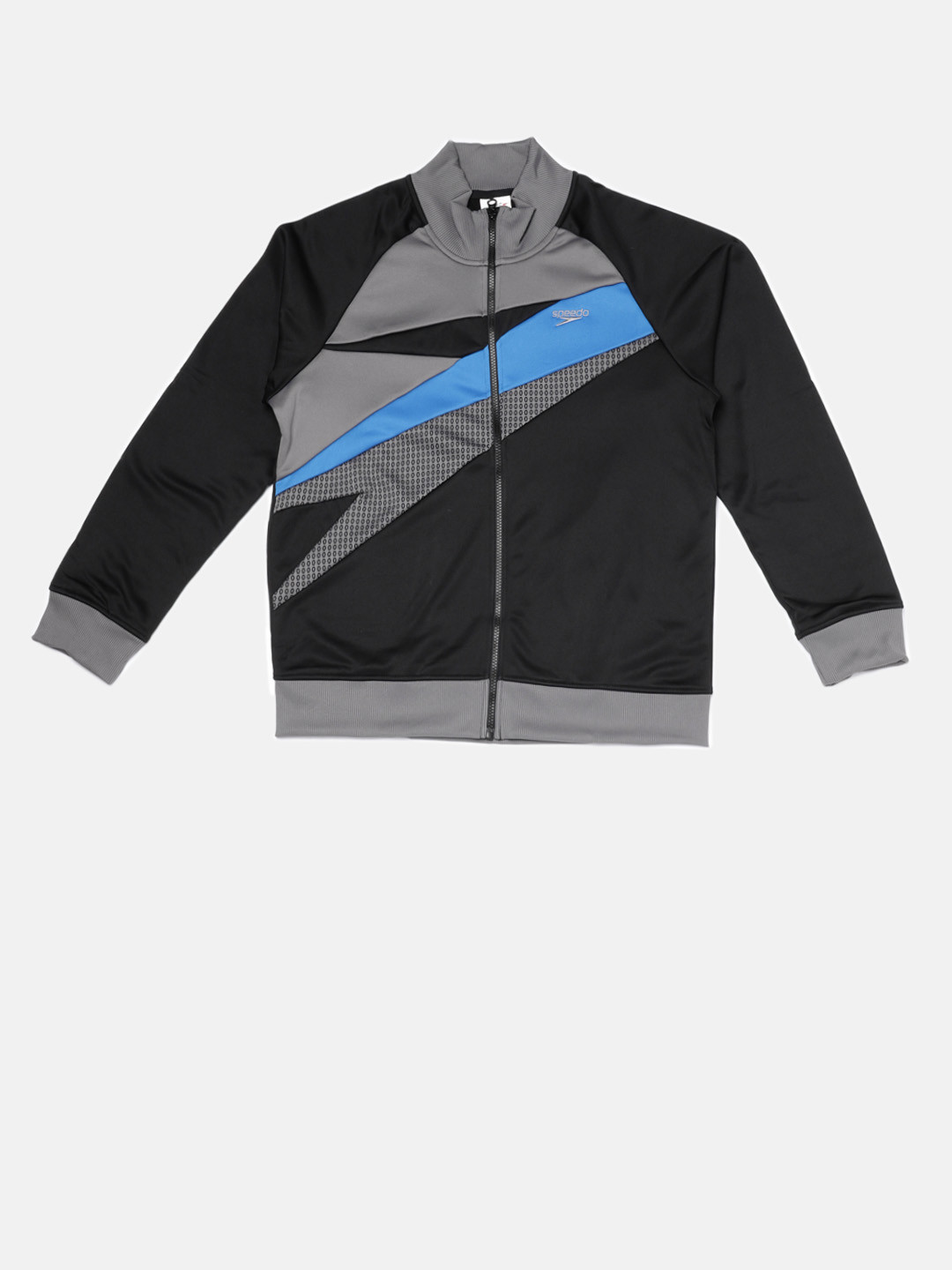 

Speedo Men Black & Grey Printed Super Boom Sporty Jacket