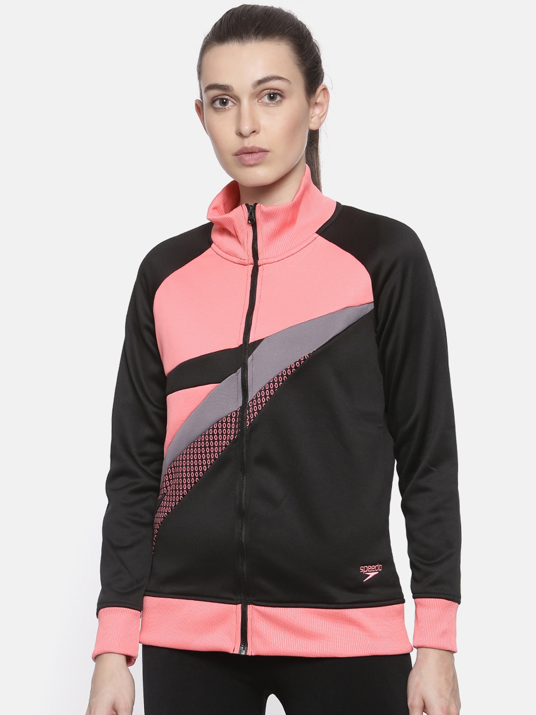 

Speedo Women Black & Pink Colourblocked Bomber Jacket
