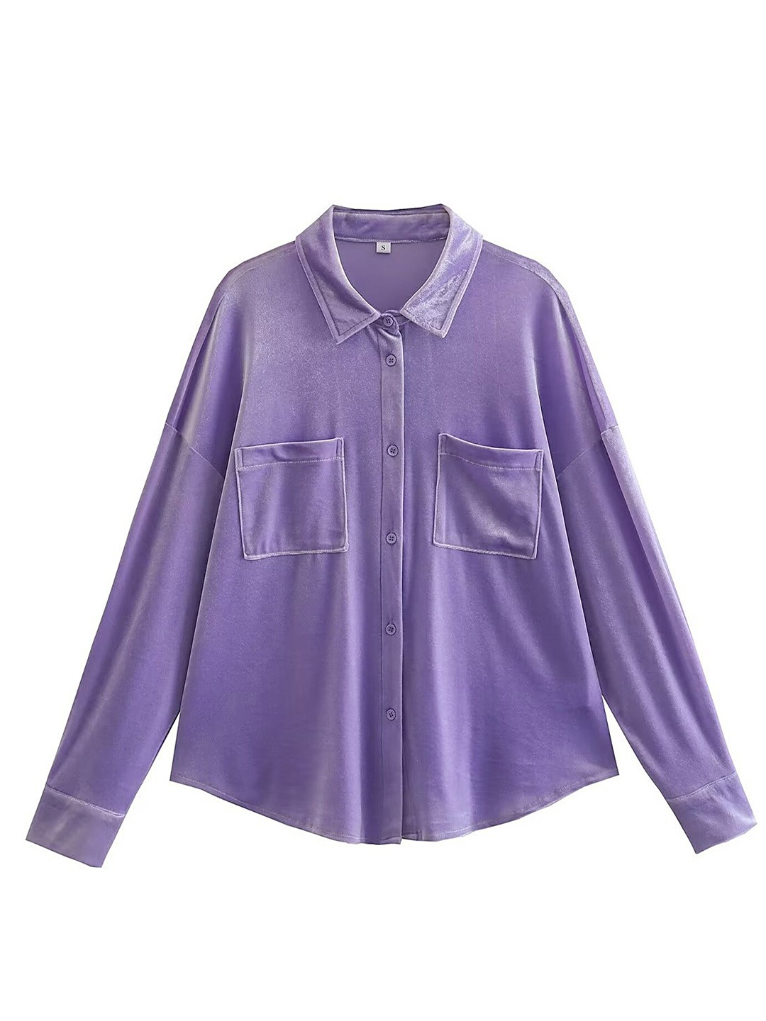 

LULU & SKY Spread Collar Velvet Casual Shirt, Purple