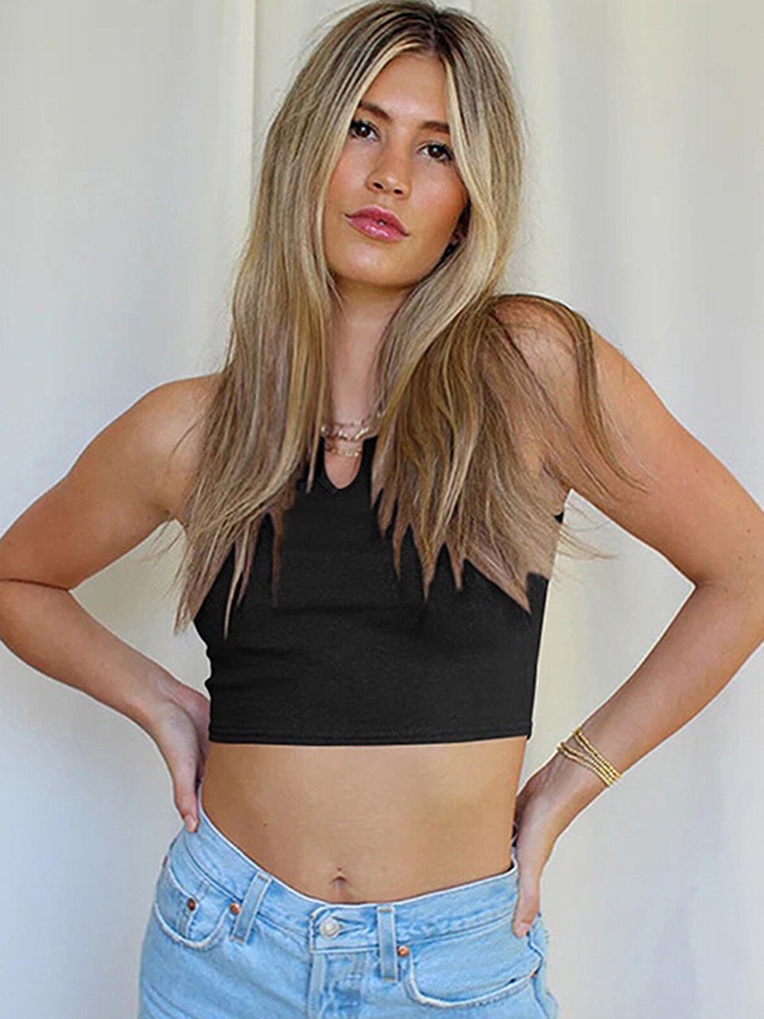 

LULU & SKY Sleeveless Bralette Crop Top, Black