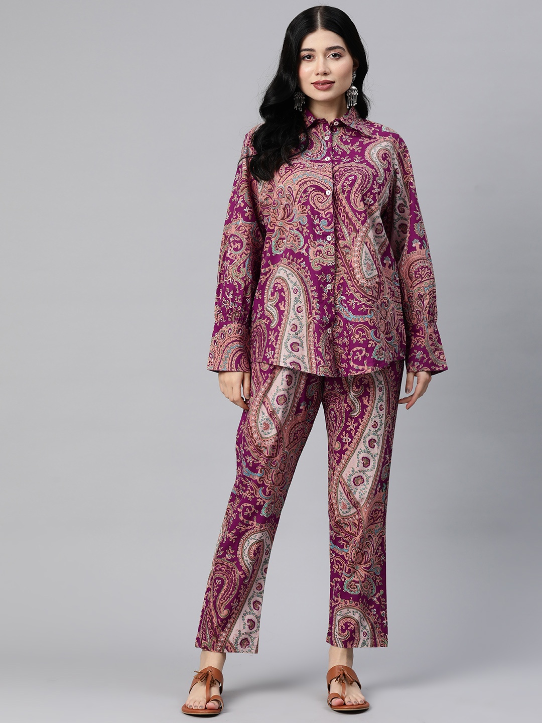 Readiprint Printed Pure Cotton Co-Ords, Purple