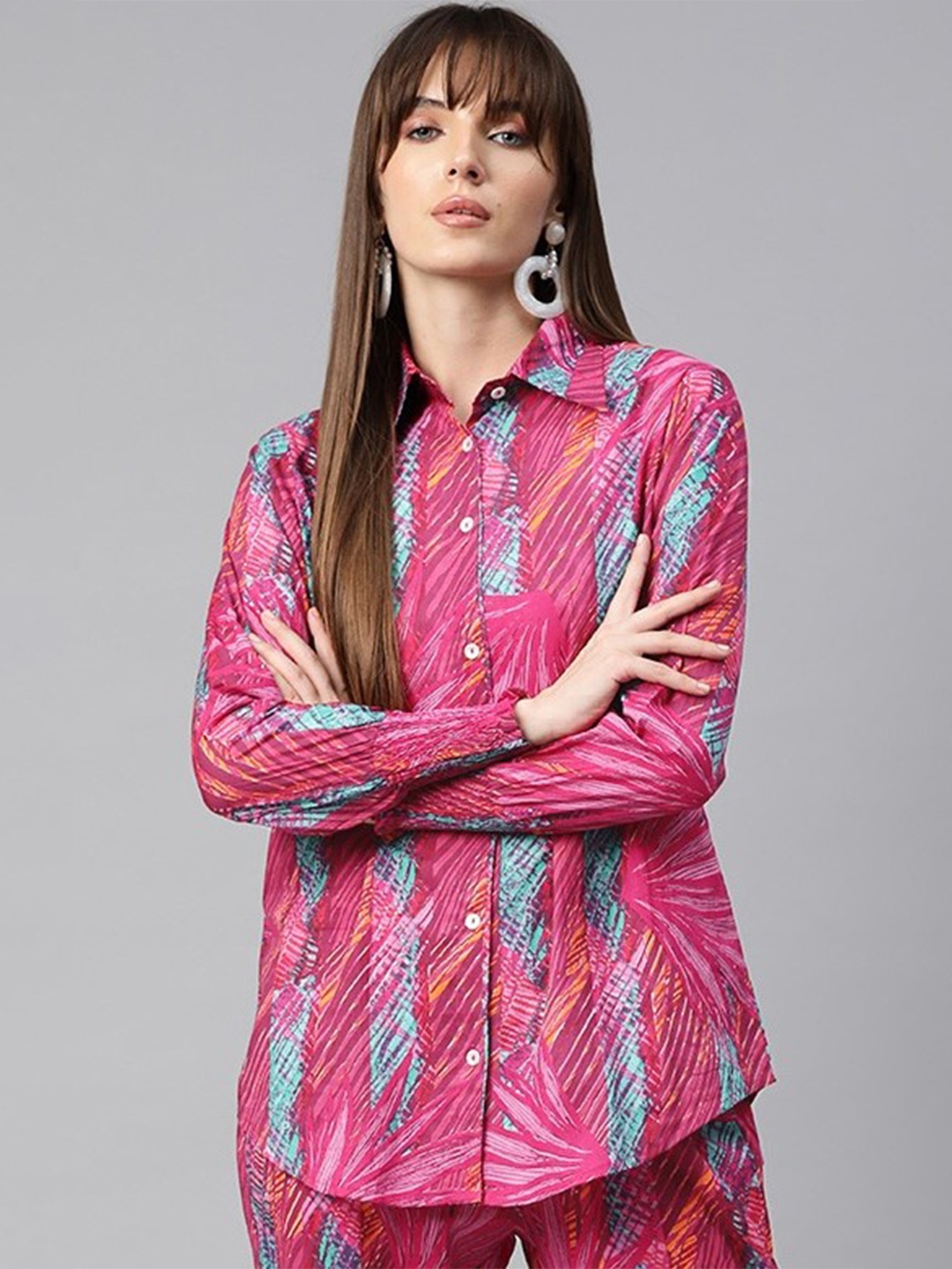 

Readiprint Women Printed Cotton Shirt with Trousers, Pink