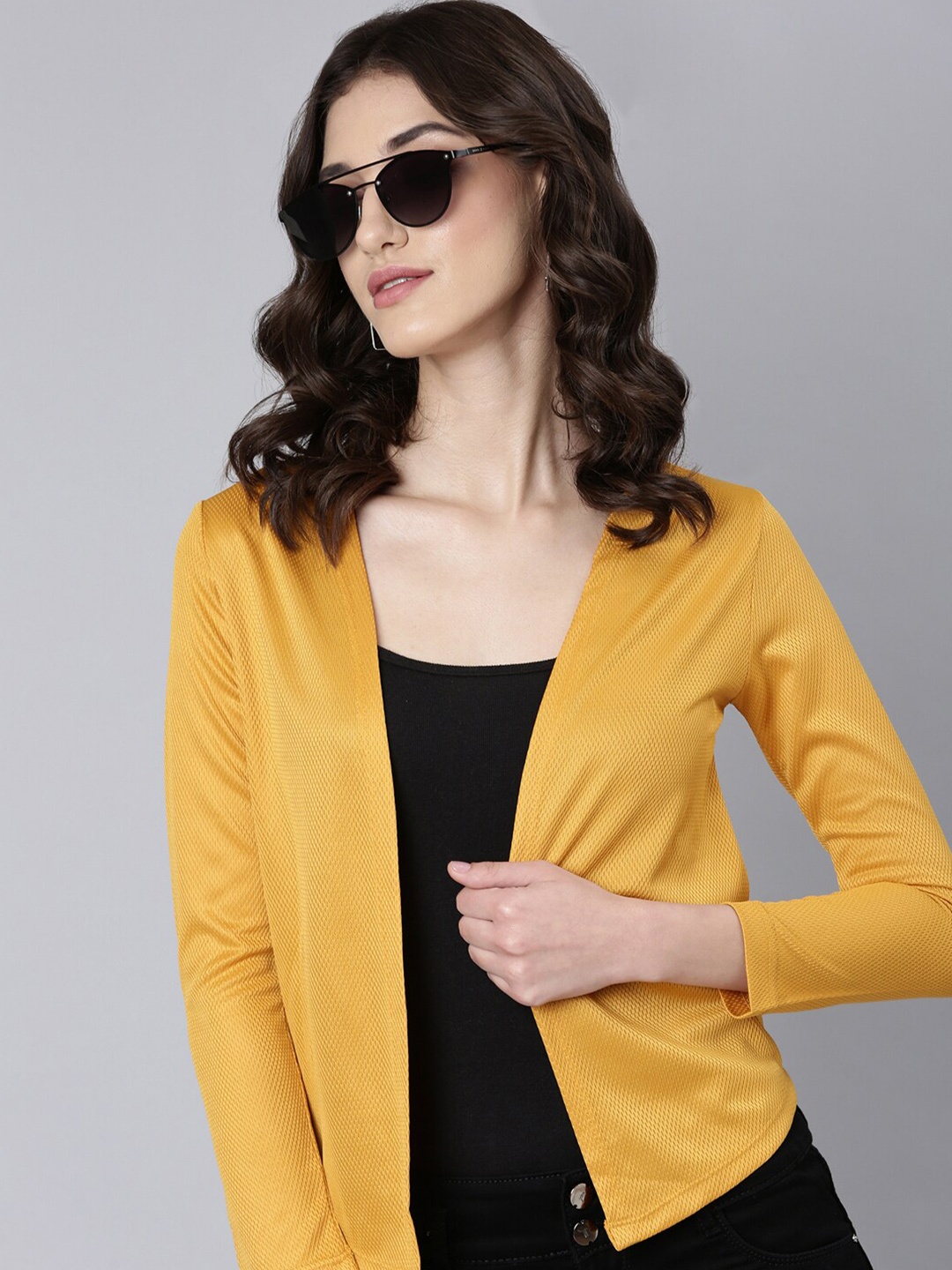 

SHOWOFF Open Front Shrug, Mustard