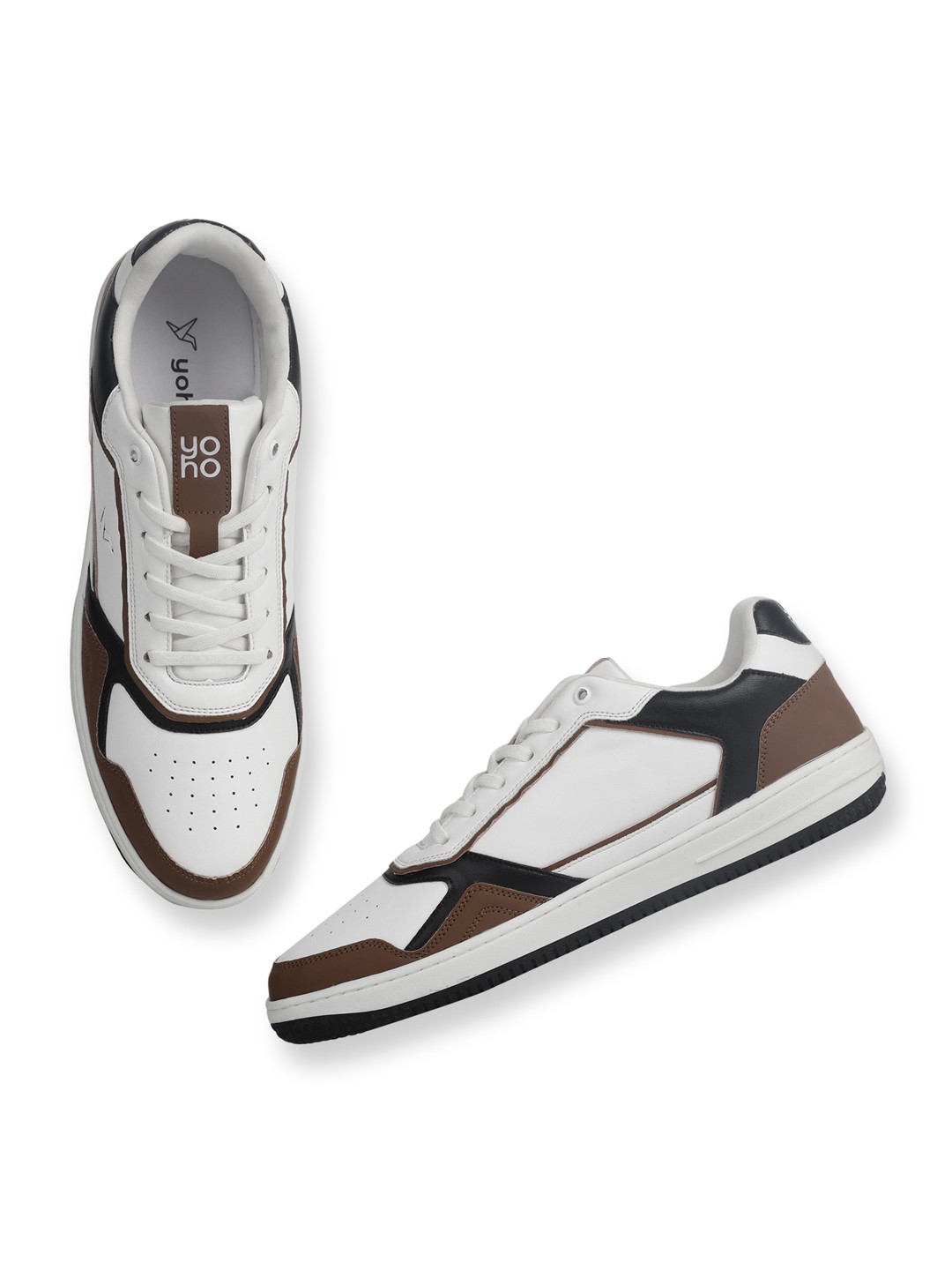 

yoho Men Mid Top Colourblocked Lightweight Memory Foam Insole Sneakers, White