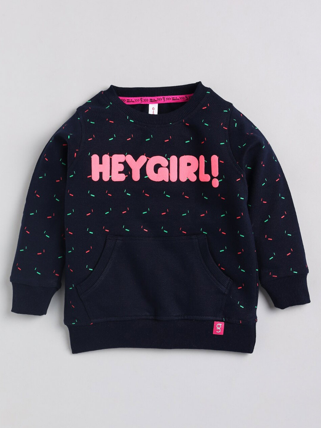 

Ginie Girls Typography Printed Pure Cotton Sweatshirt, Navy blue