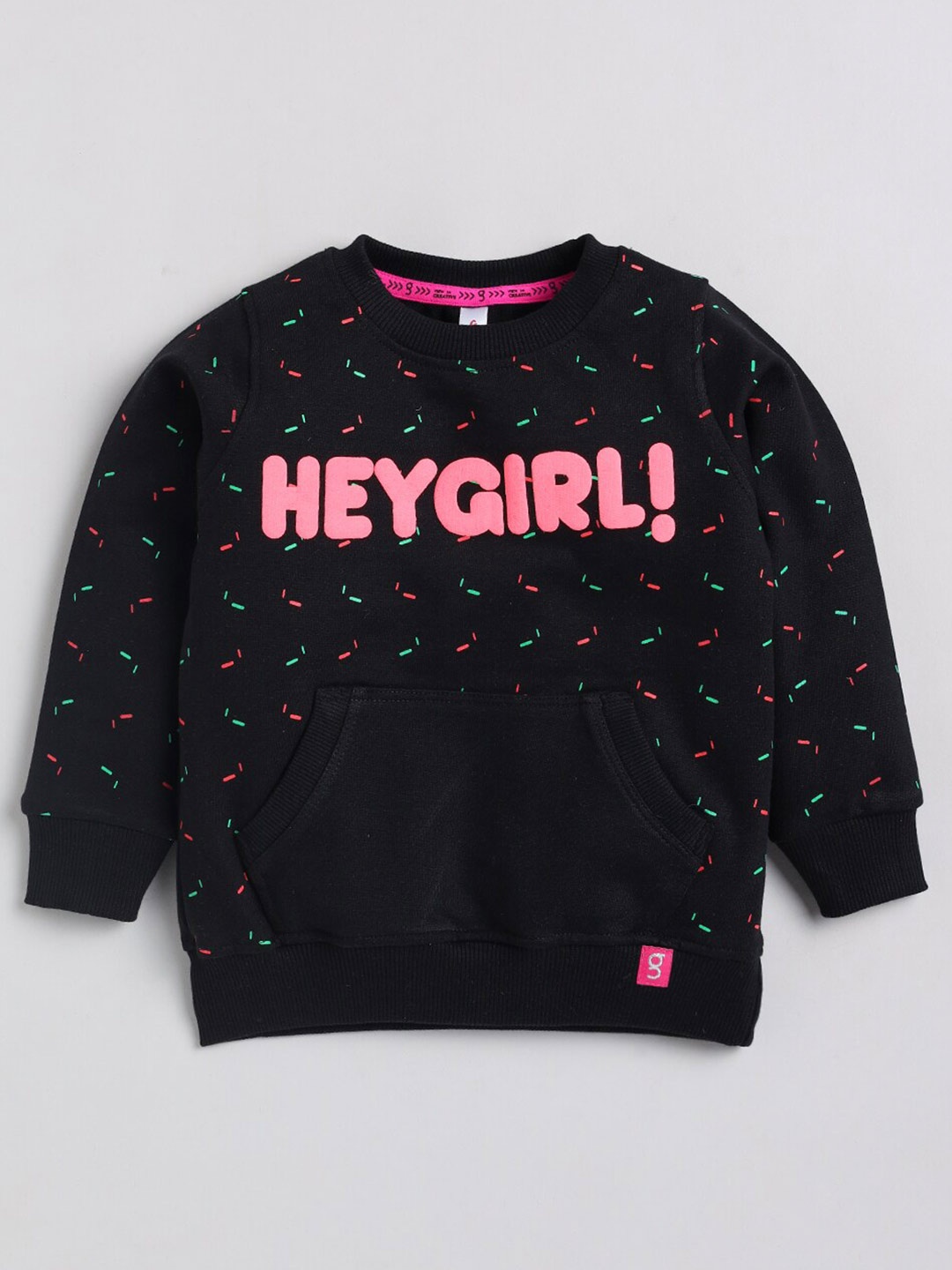 

Ginie Girls Typography Printed Pure Cotton Sweatshirt, Black