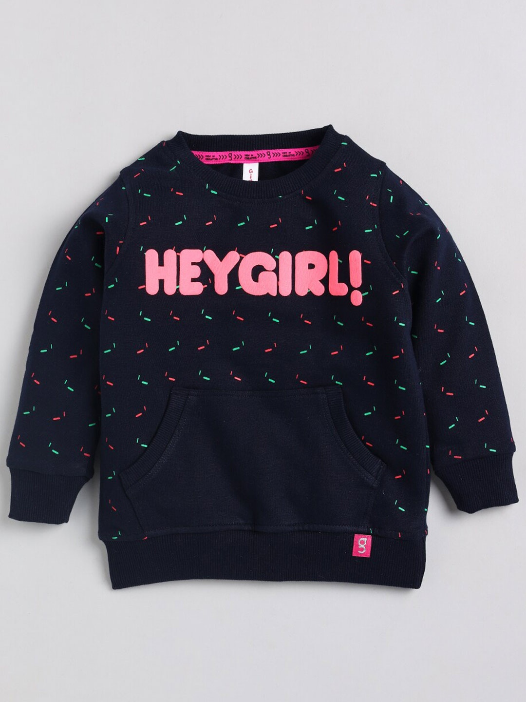 

Ginie Girls Typography Printed Pure Cotton Sweatshirt, Navy blue