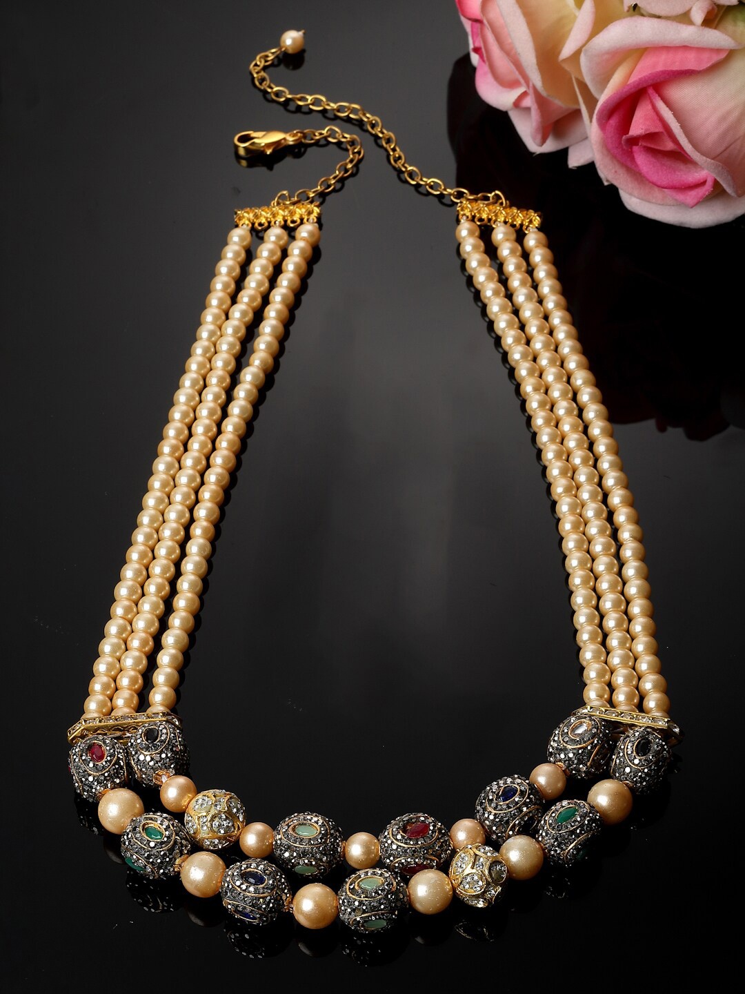 

DUGRISTYLE Gold-Plated Kundan-Studded Necklace