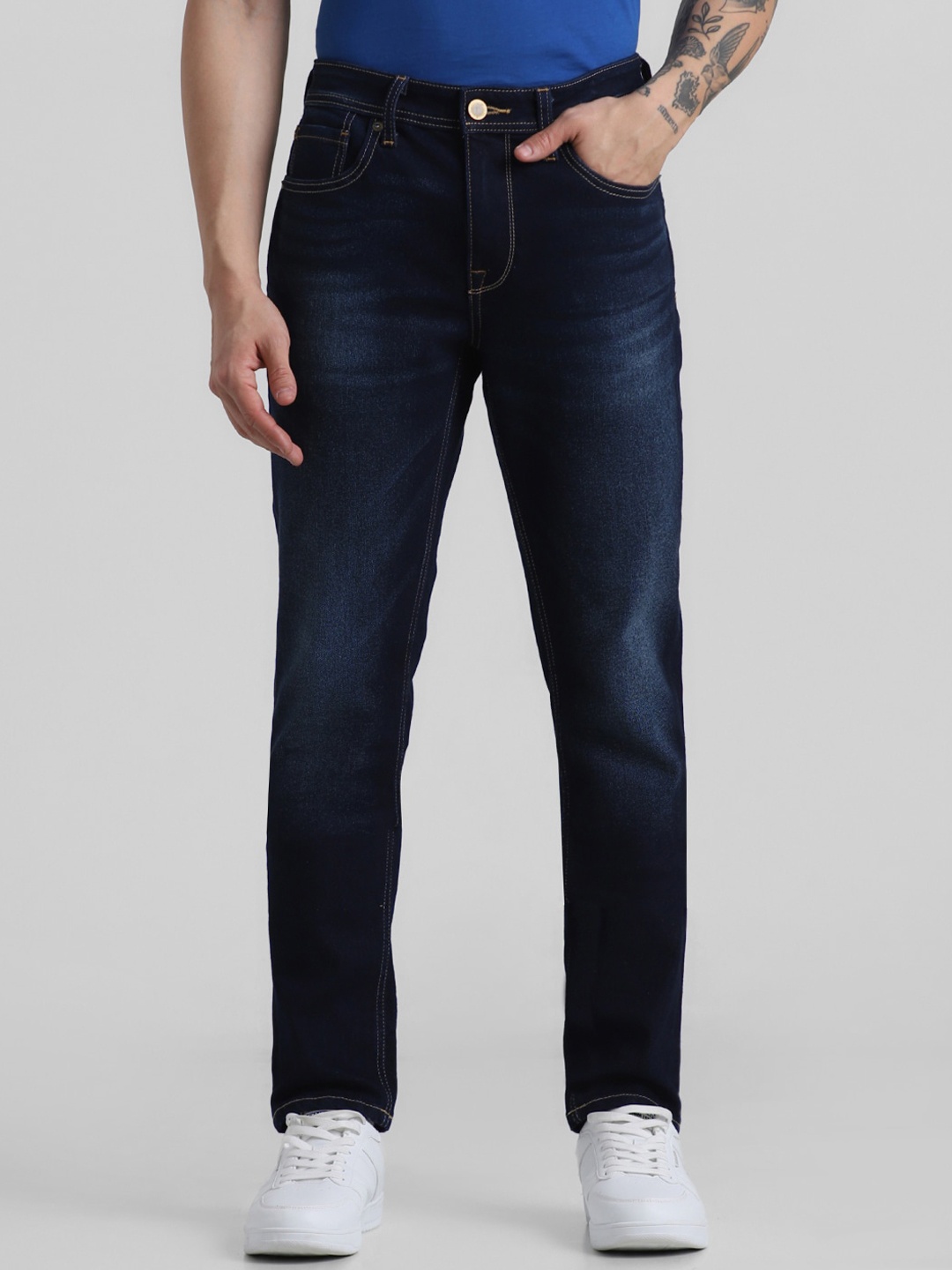 

Jack & Jones Men Slim Fit Light Fade Classic Jeans, Navy blue