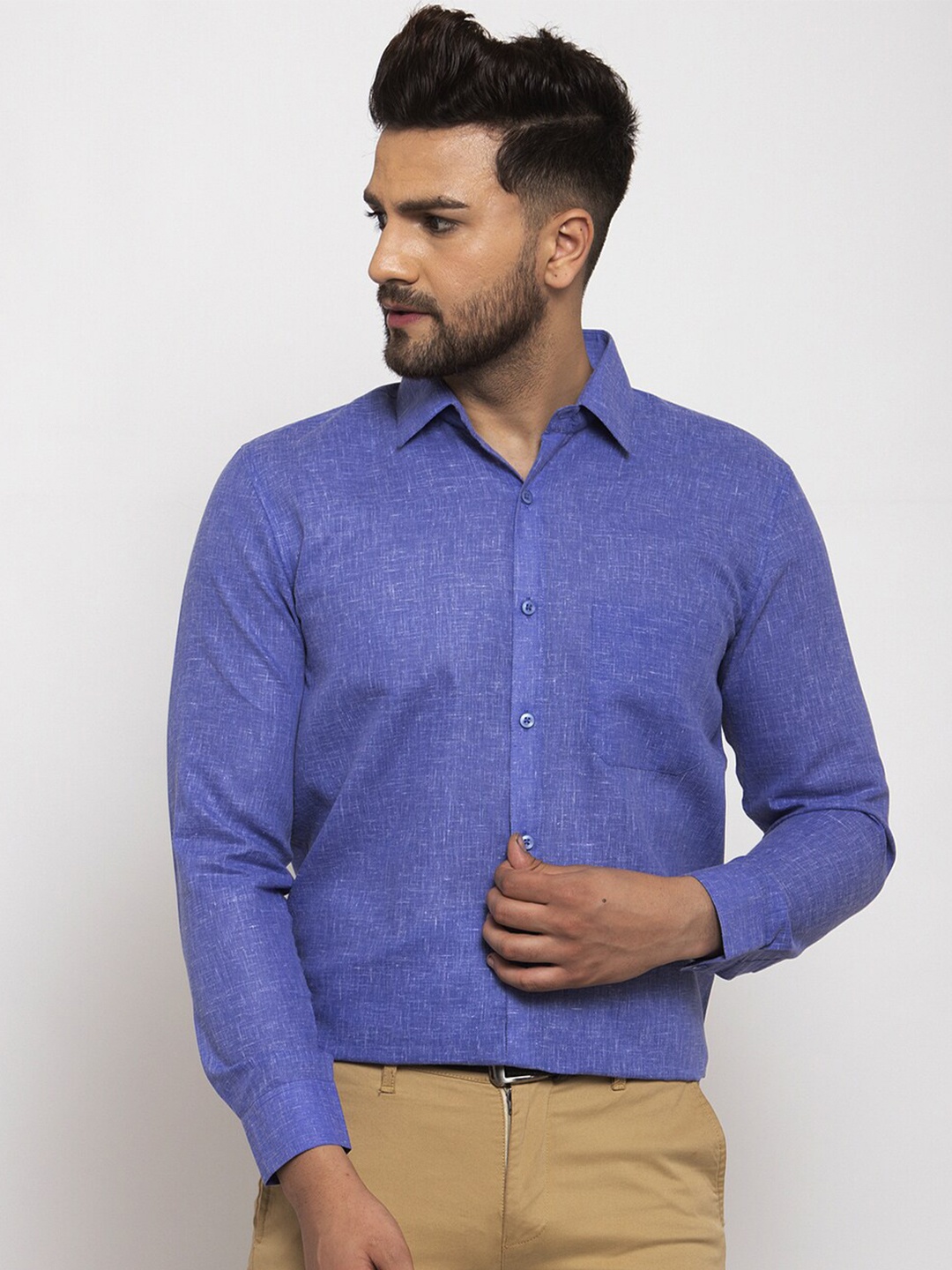 

JAINISH Classic Opaque Formal Pure Cotton Shirt, Blue