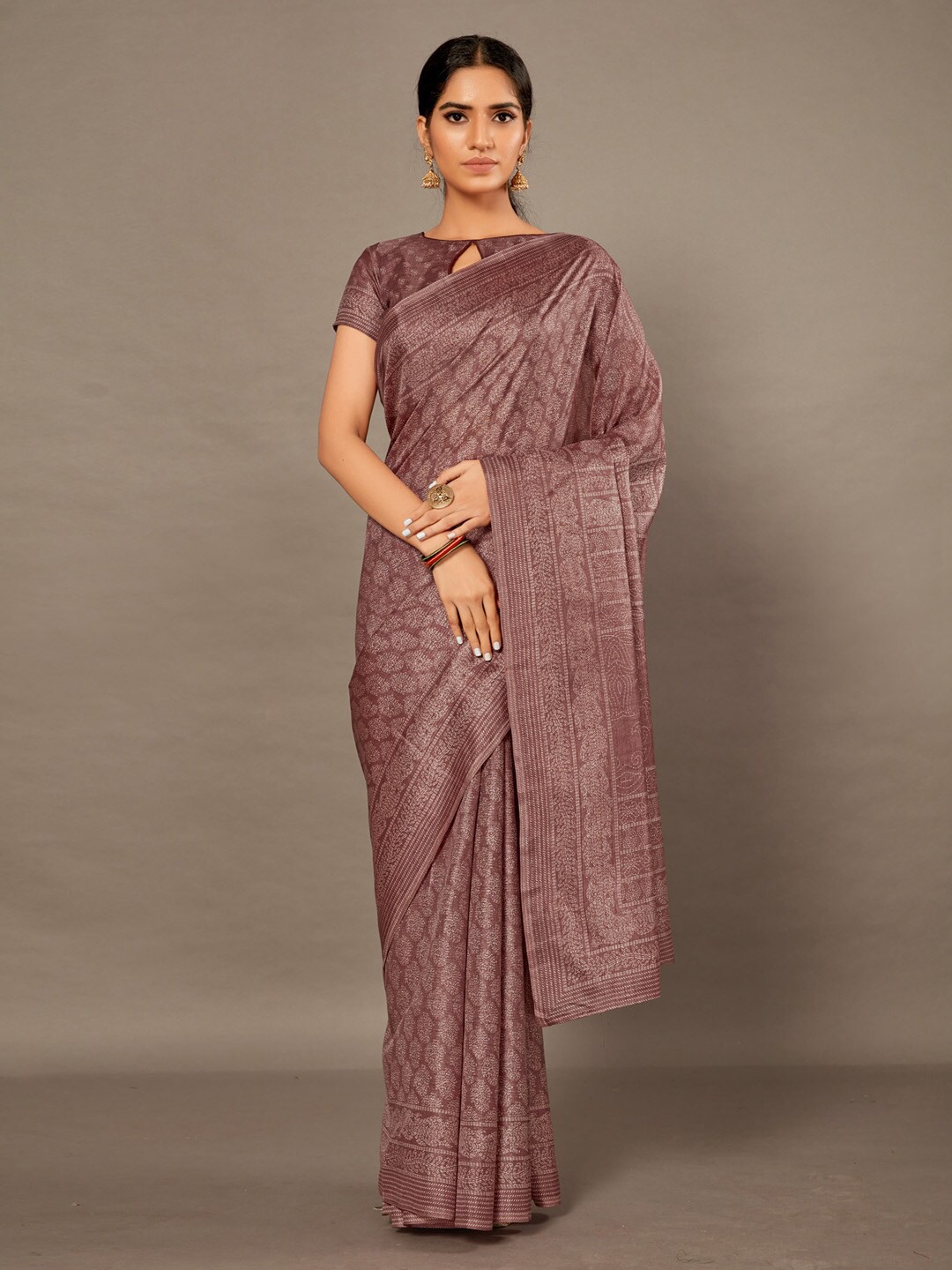 

Anouk Mauve Ethnic Motifs Printed Bagh Saree
