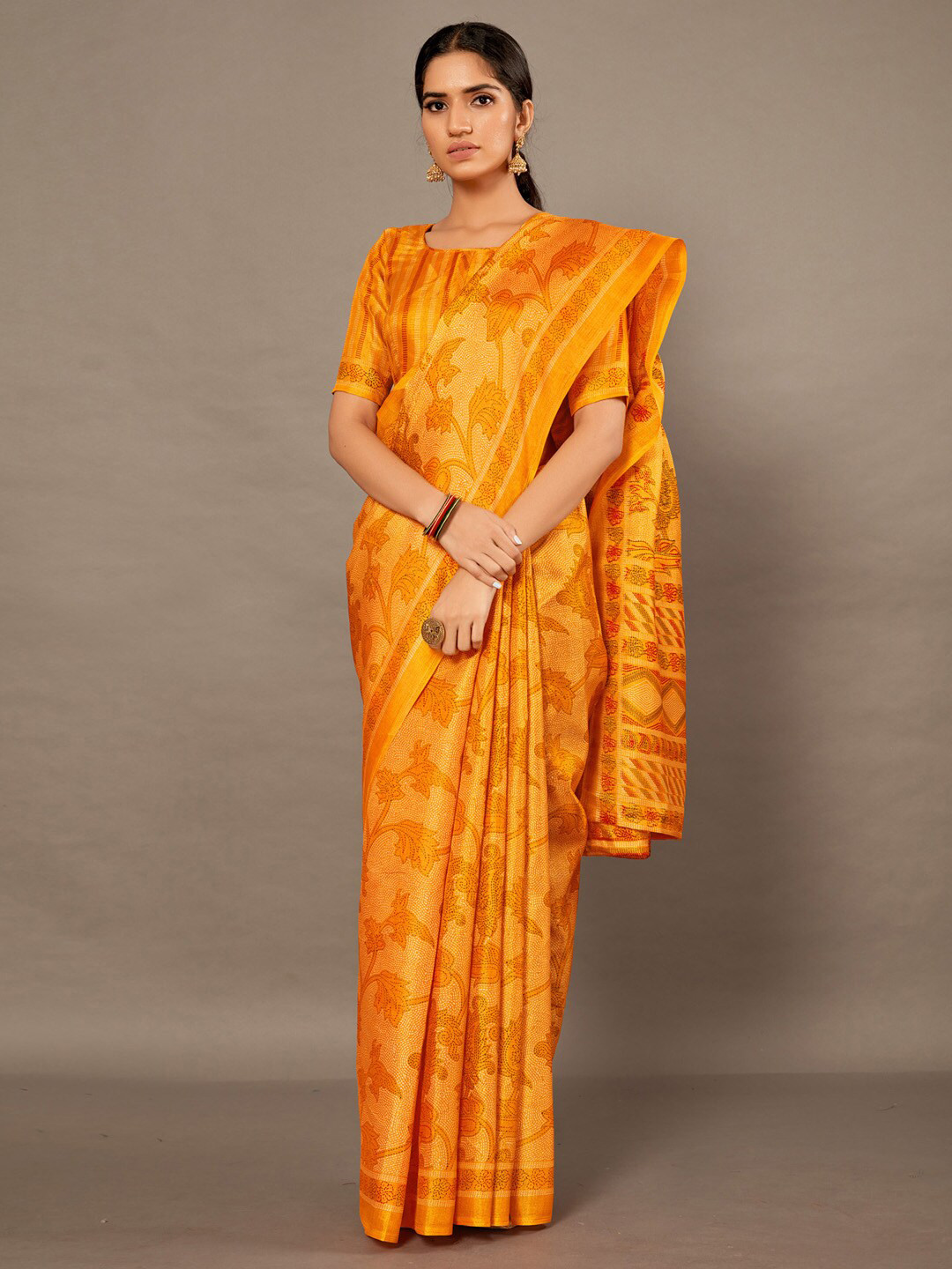 

Anouk Yellow & Red Floral Printed Bagh Saree