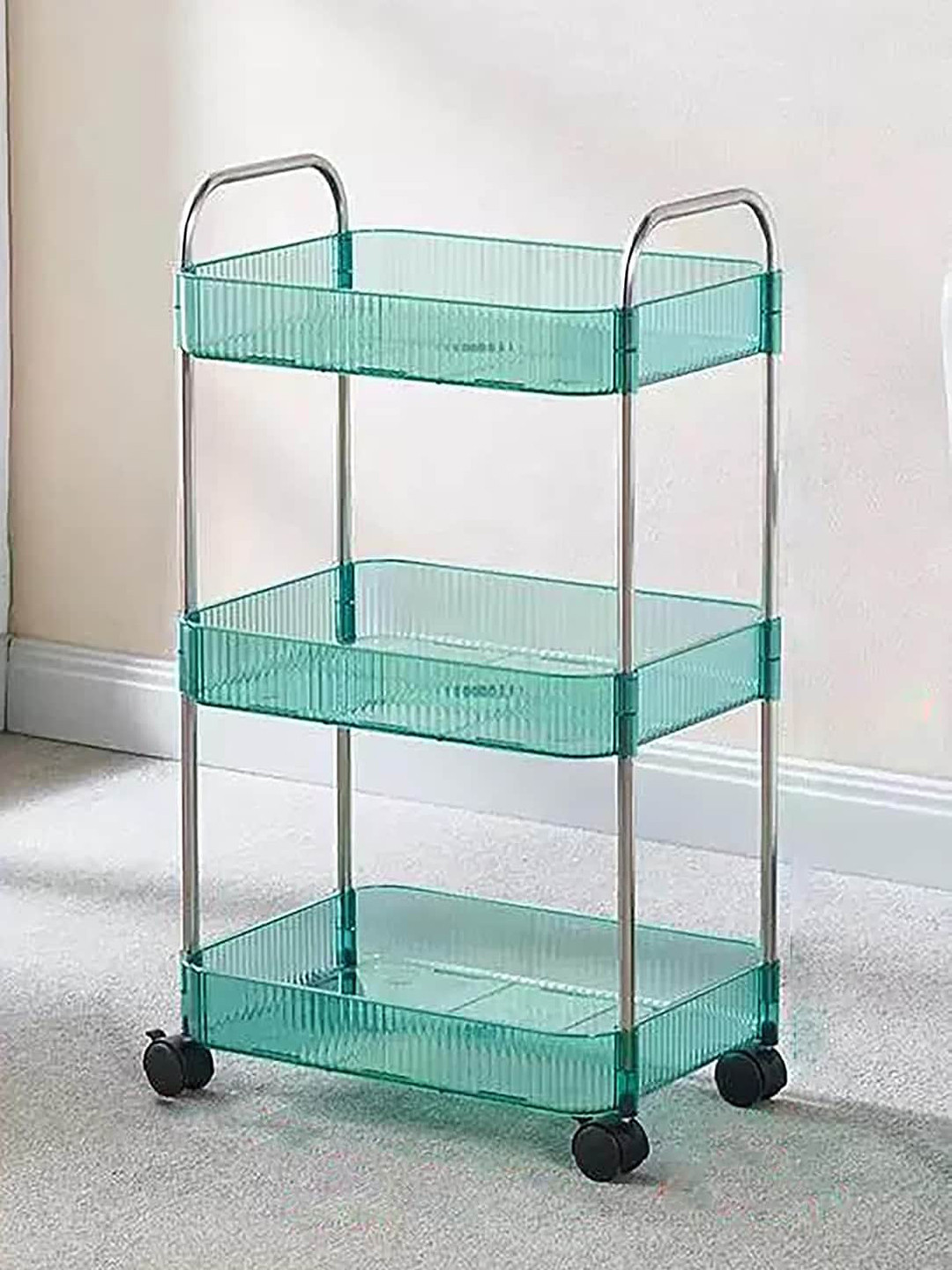 

HOUSE OF QUIRK Blue Multi-Functional Storage Trolley With Handle