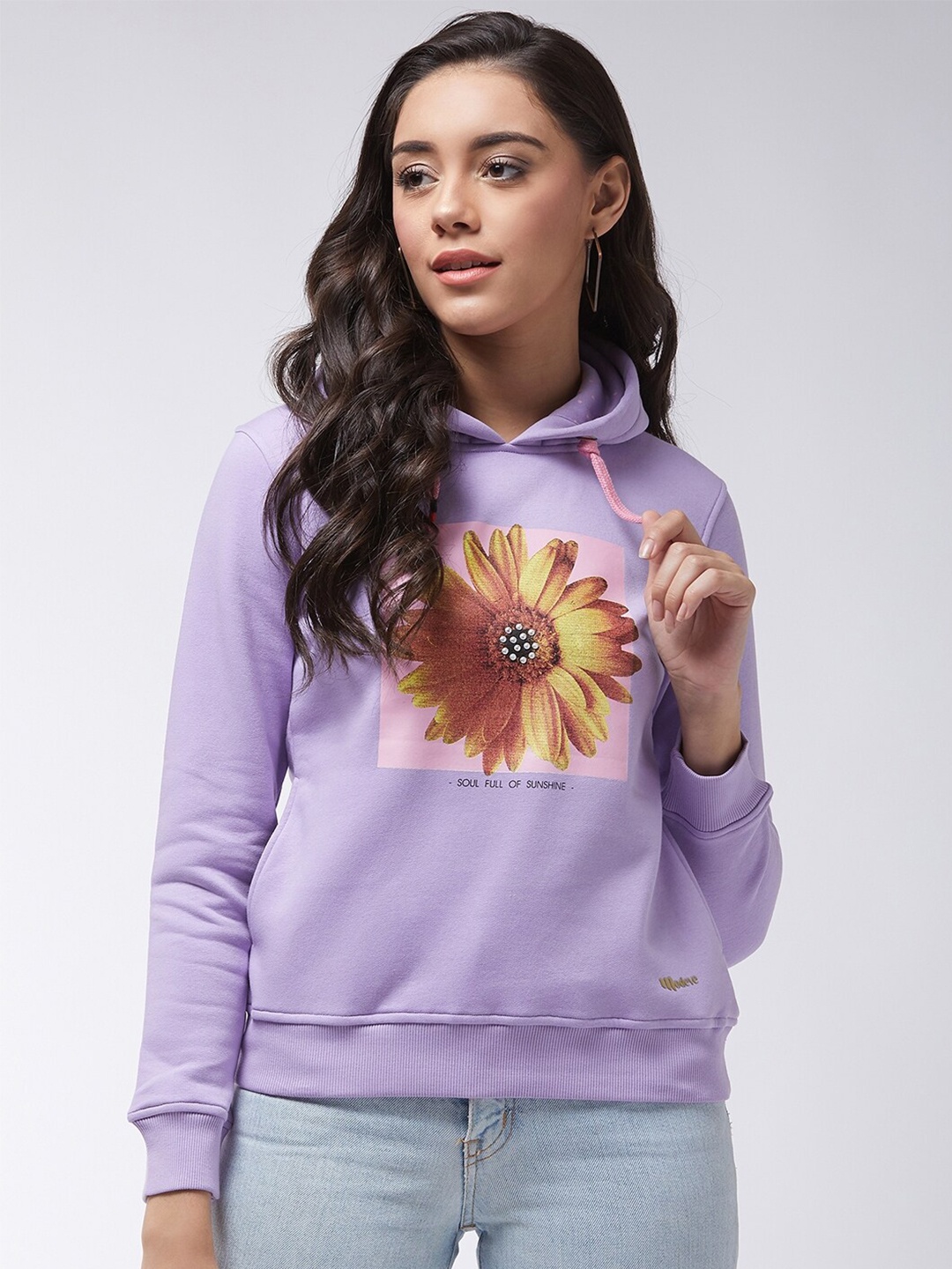 

Modeve Floral Printed Hooded Pullover Sweatshirt, Purple