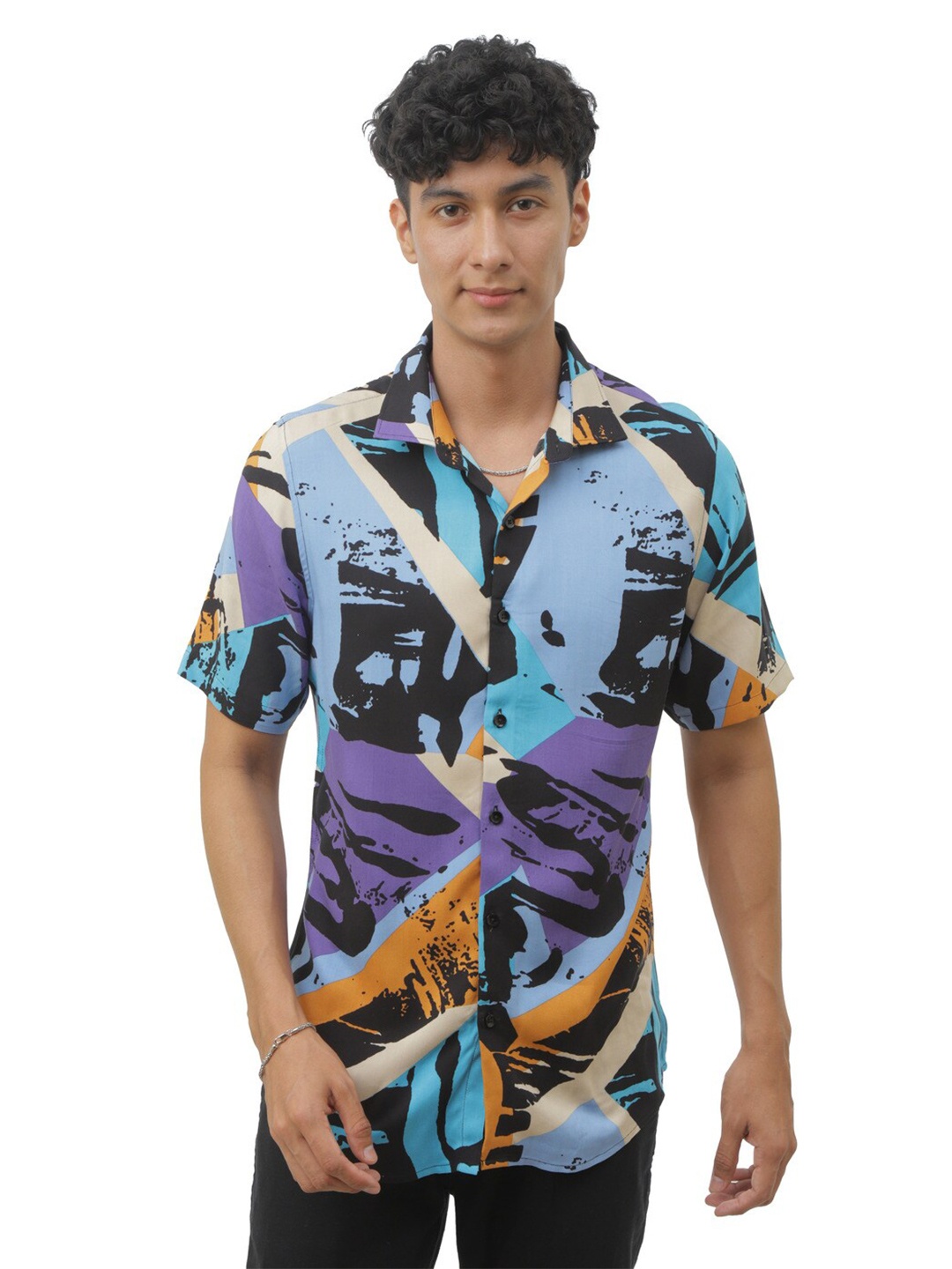 

FLY 69 Premium Slim Fit Abstract Printed Casual Shirt, Purple