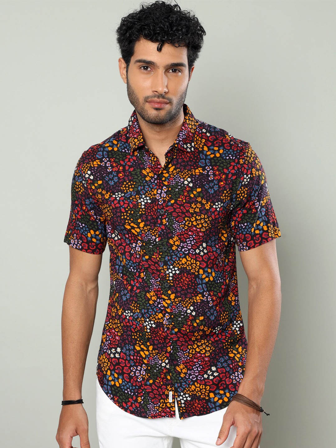 

FLY 69 Premium Slim Fit Floral Printed Casual Shirt, Maroon