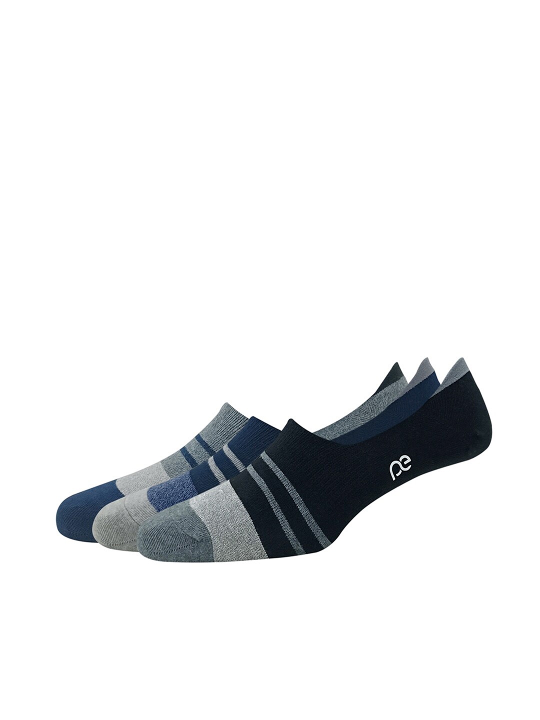 

Peter England Men Pack Of 3 Striped Shoe Liners, Black