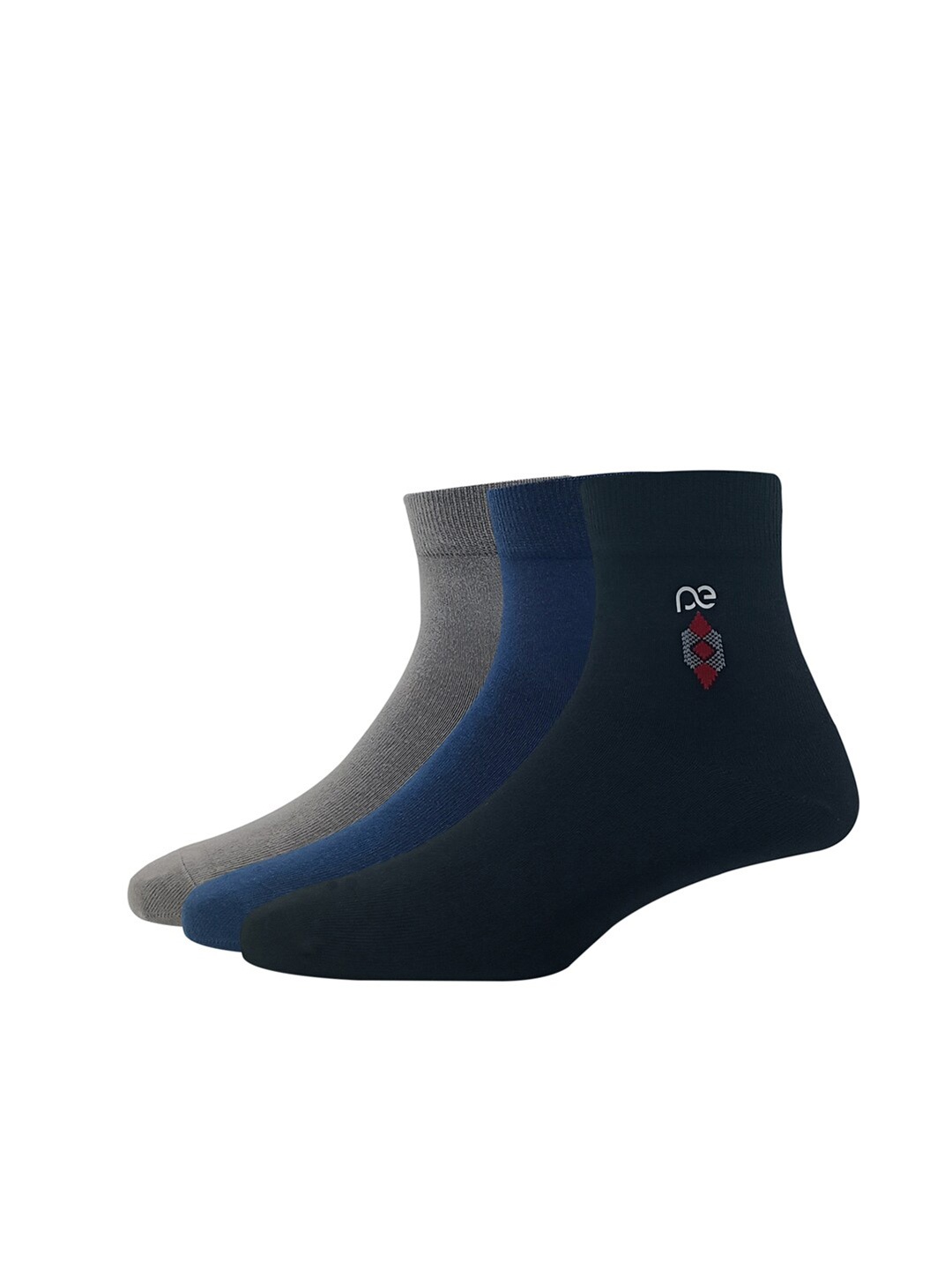 

Peter England Men Pack of 3 Patterned Cotton Above Ankle Length Socks, Grey