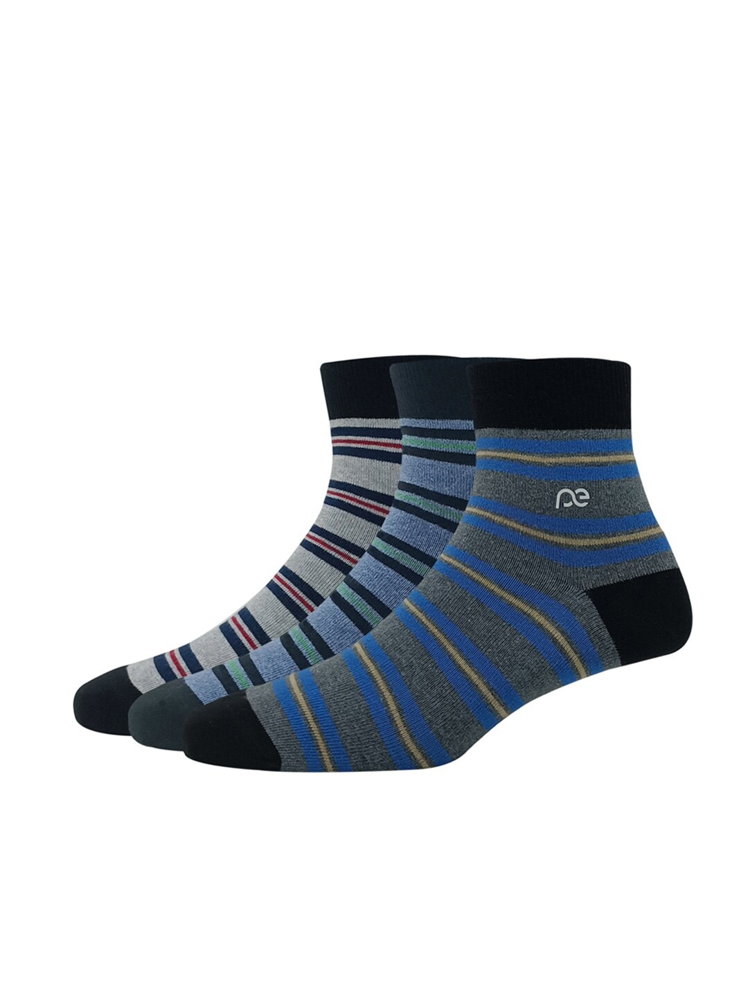 

Peter England Men Pack of 3 Above Ankle-Length Patterned Socks, Grey melange