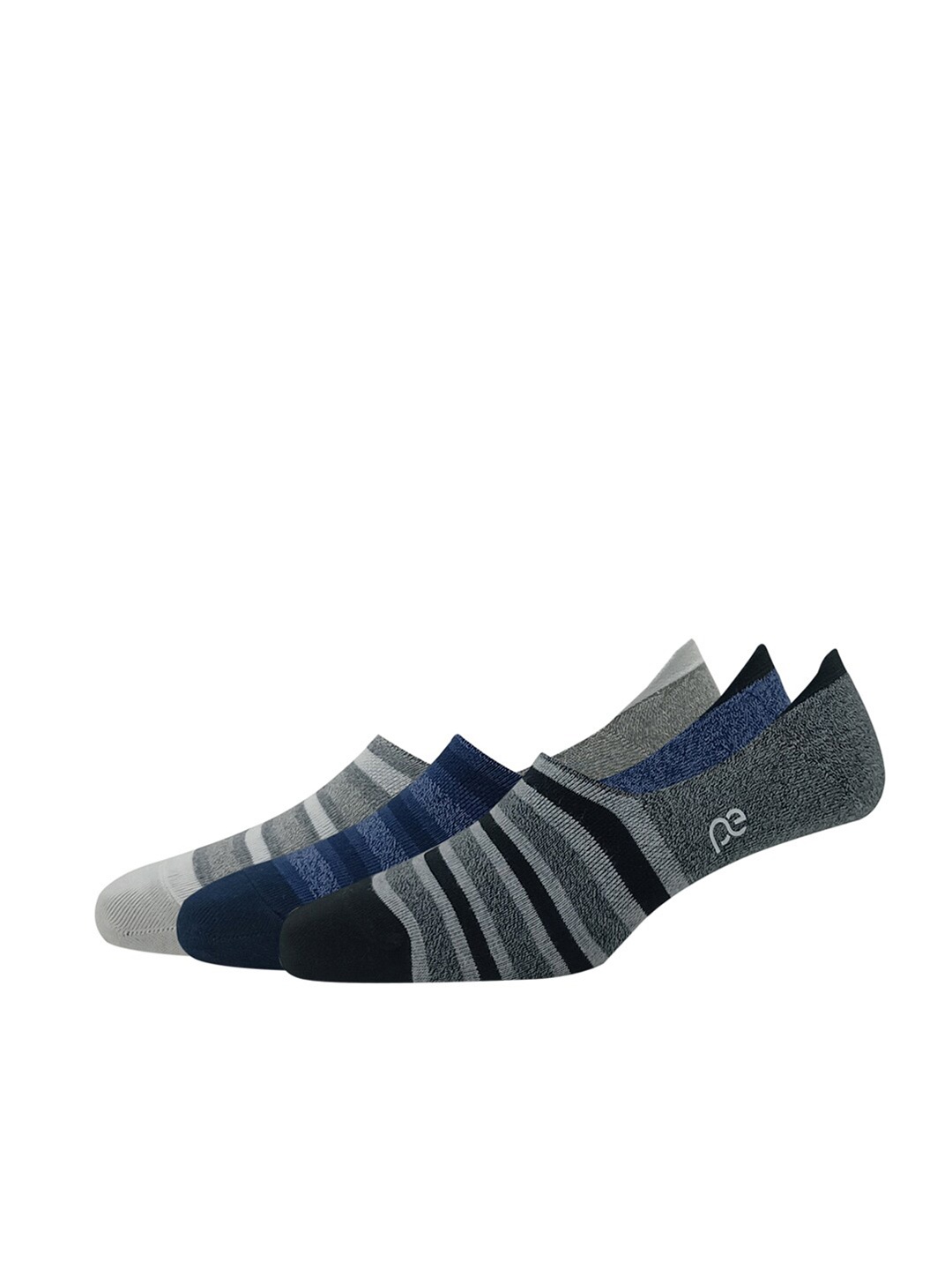 

Peter England Men Pack of 3 Striped Cotton Shoe Liners, Grey