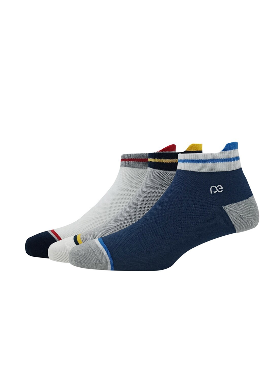 

Peter England Men Pack of 3 Ankle-Length Patterned Cotton Socks, White