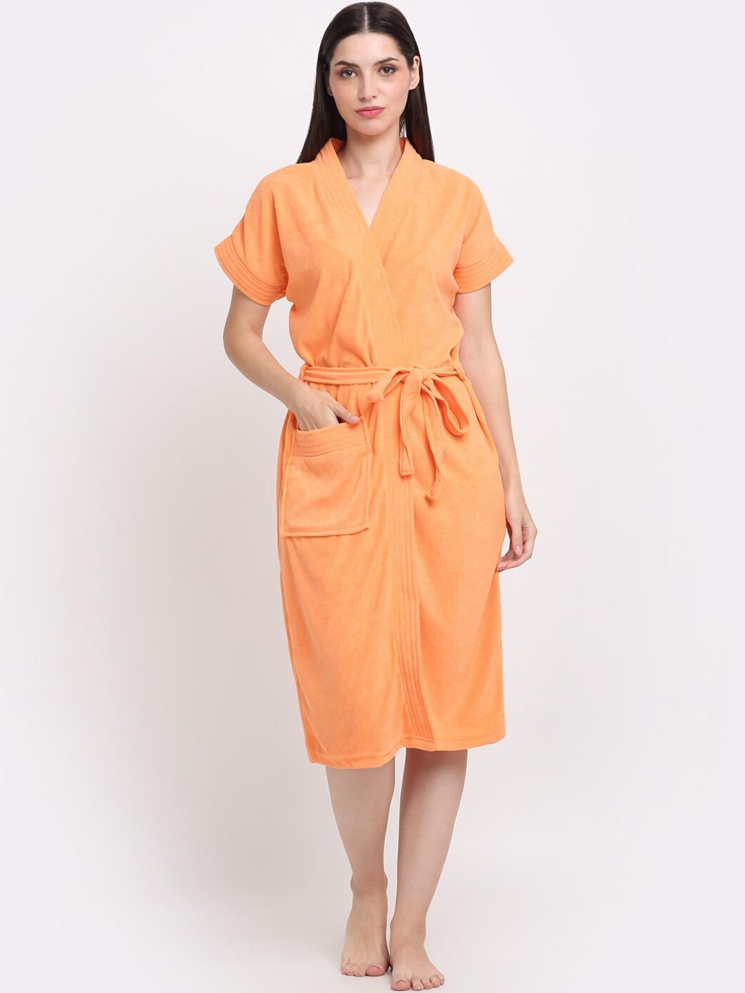 

Creeva Belted Short Sleeved Terry Bath Robe, Orange