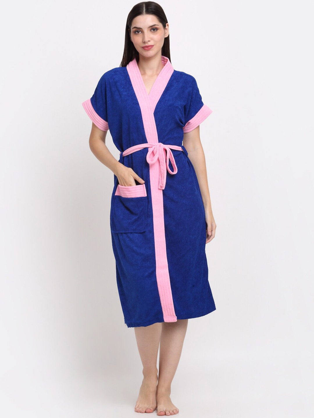 

Creeva Belted Short Sleeved Terry Bath Robe, Blue