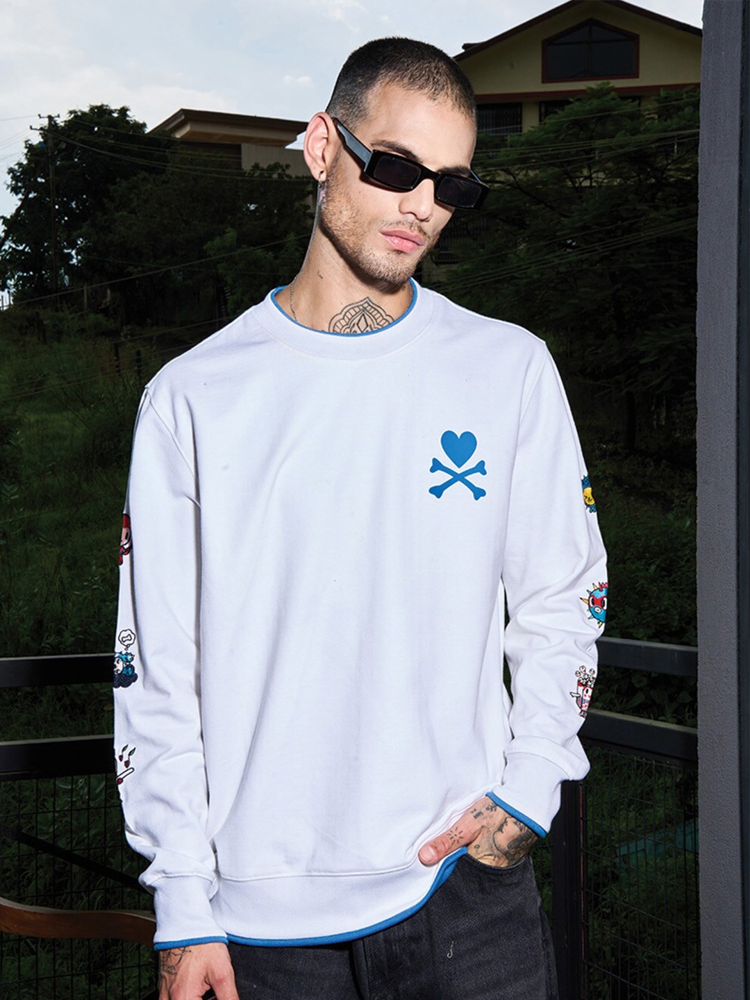 

Bonkers Corner Graphic Printed Cotton Sweatshirt, White