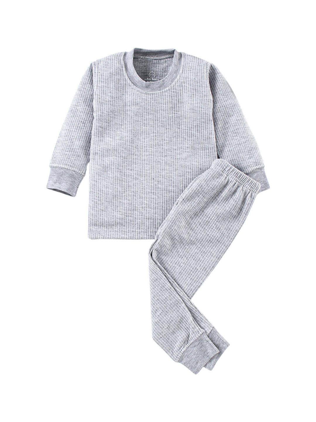 

The Boo Boo Club Kids Ribbed Round Neck Cotton Thermal Set, Grey