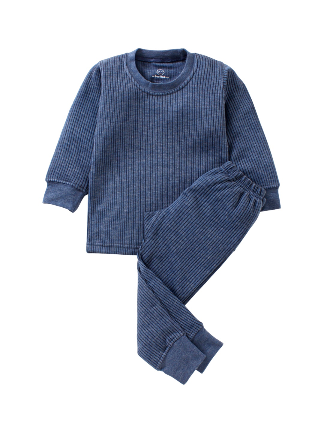 

The Boo Boo Club Kids Ribbed Round Neck Cotton Thermal Set, Blue