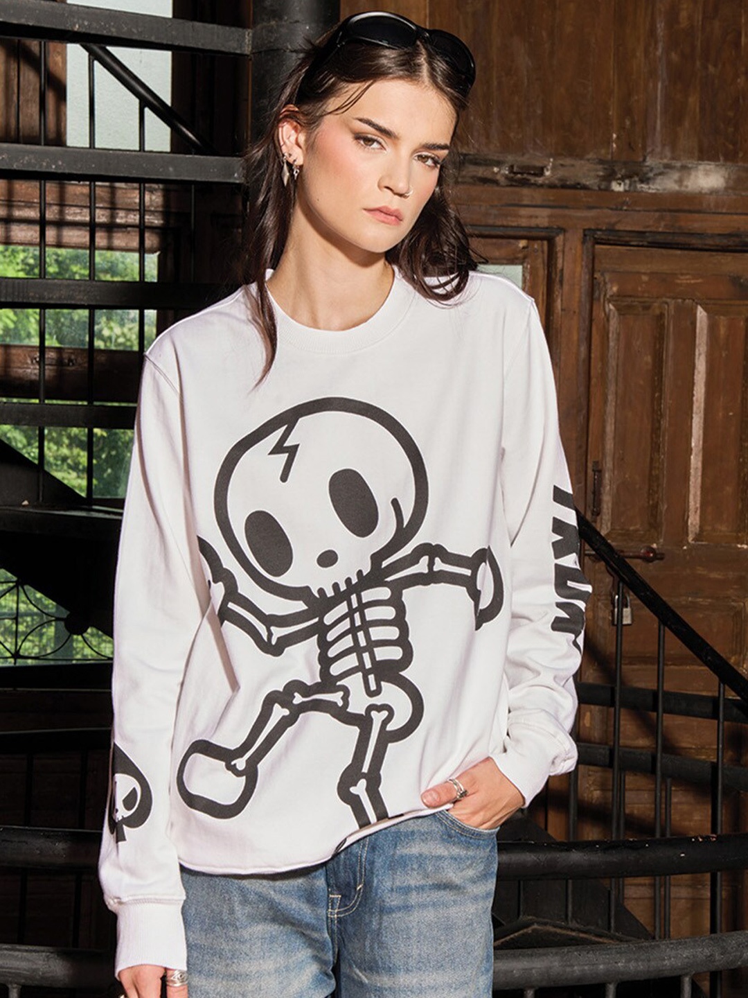 

Bonkers Corner Graphic Printed Cotton Sweatshirt, White