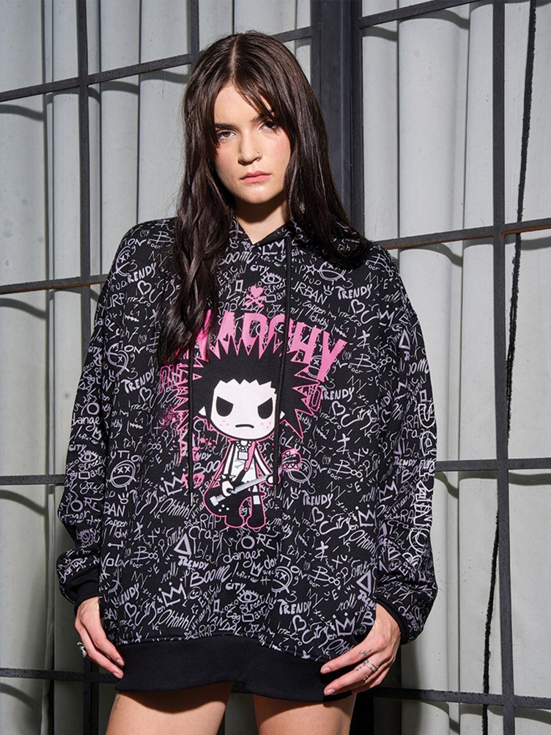 

Bonkers Corner Graphic Printed Cotton Sweatshirt, Black