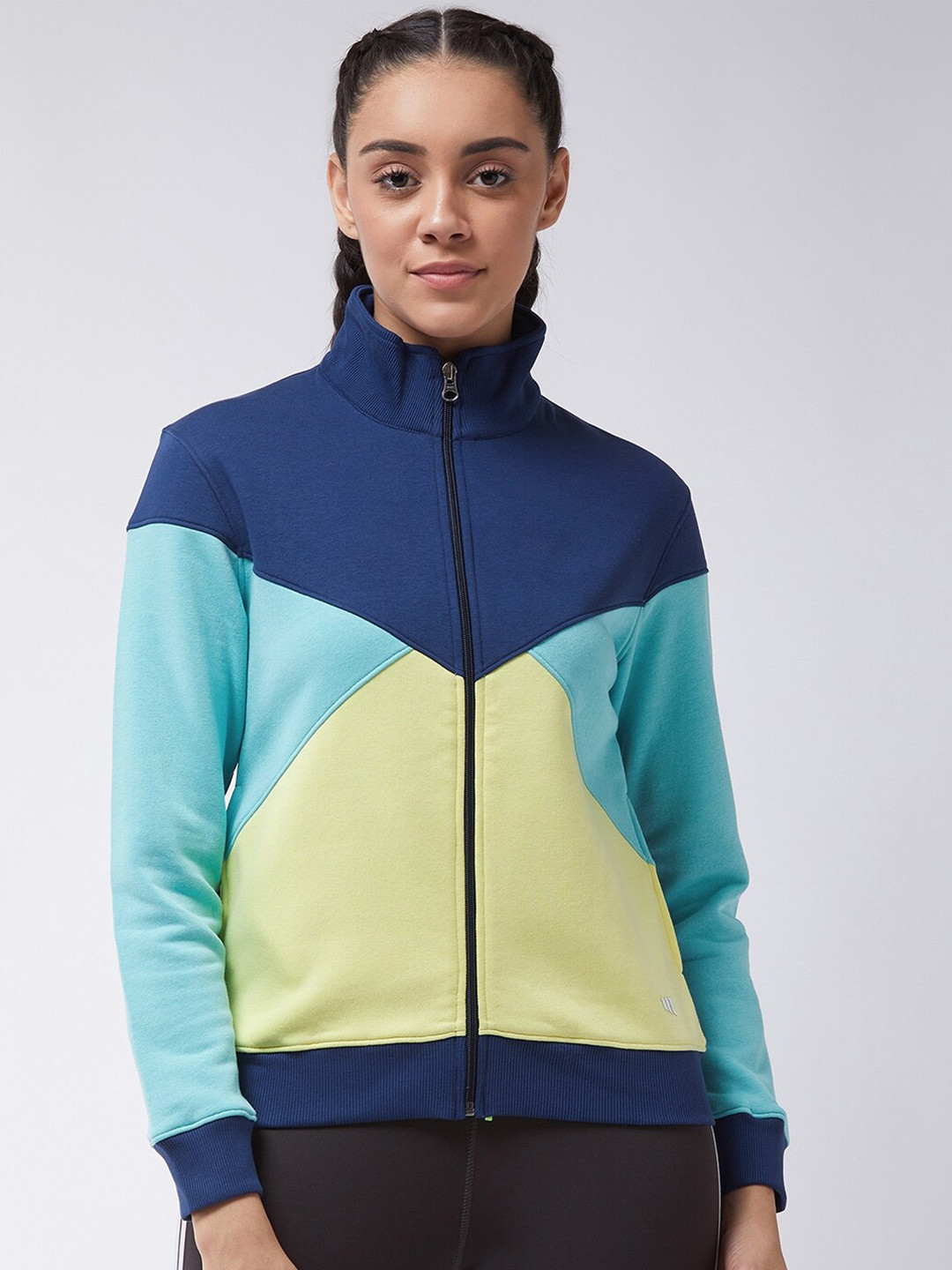 

Modeve Colourblocked Mock Collar Pullover, Blue