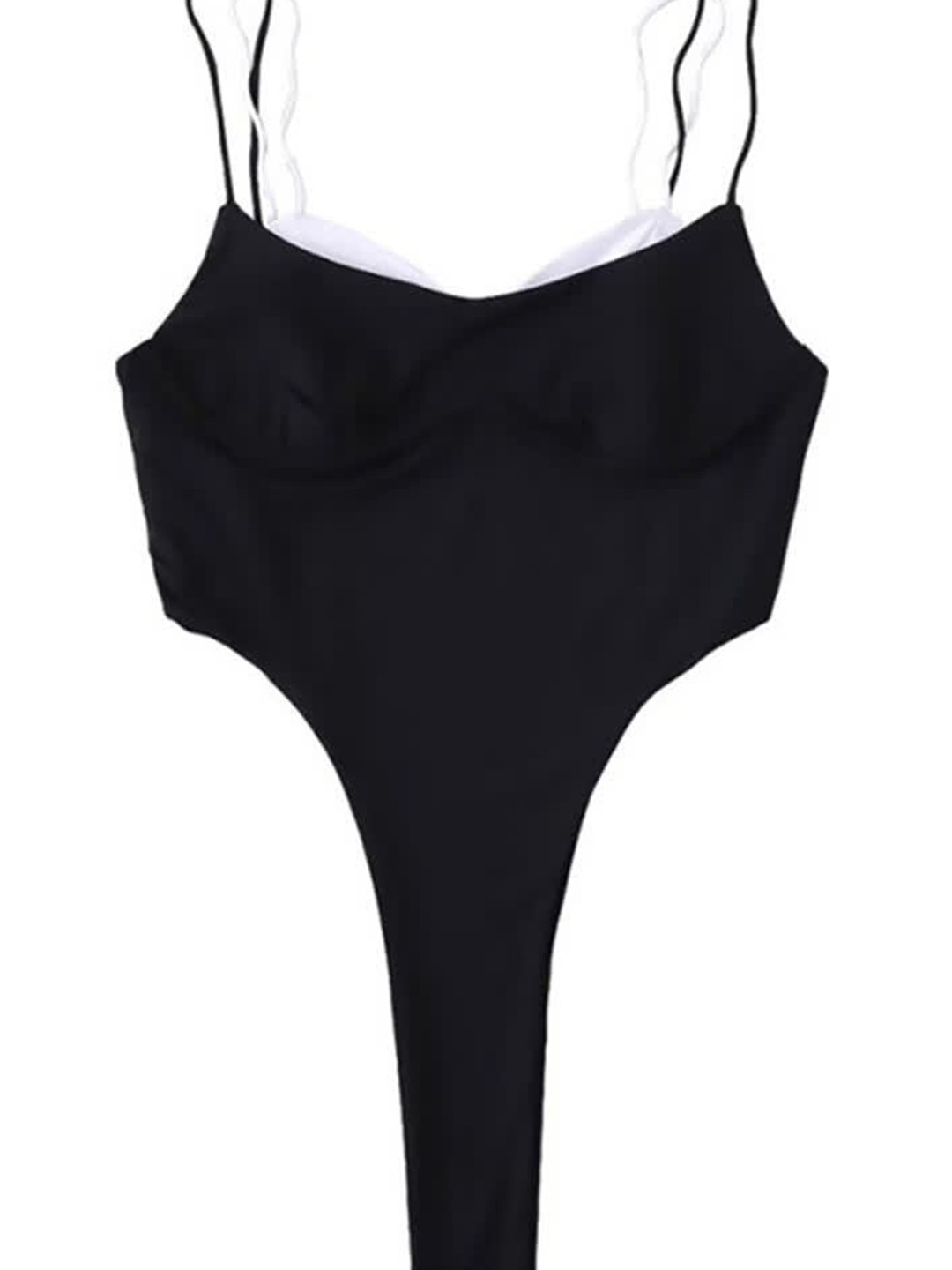 

LULU & SKY Shoulder Straps High Cut Fitted Top, Black